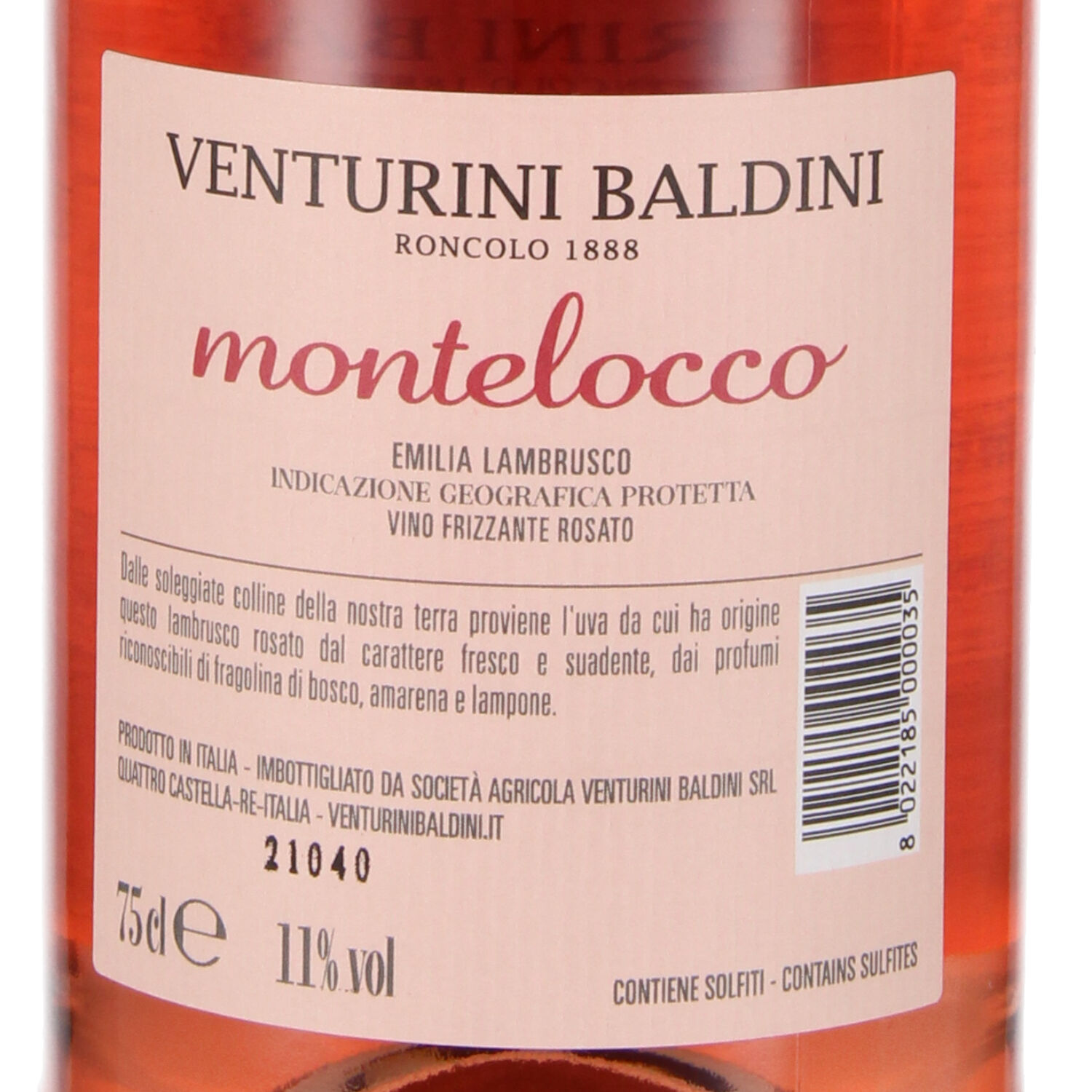 Montelocco Lambrusco frizzante Rosato semi-secco IGP Emilia