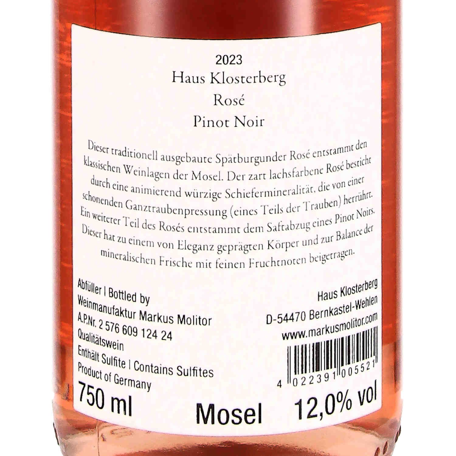 Pinot Noir ROSÉ trocken Haus Klosterberg 2023 QbA