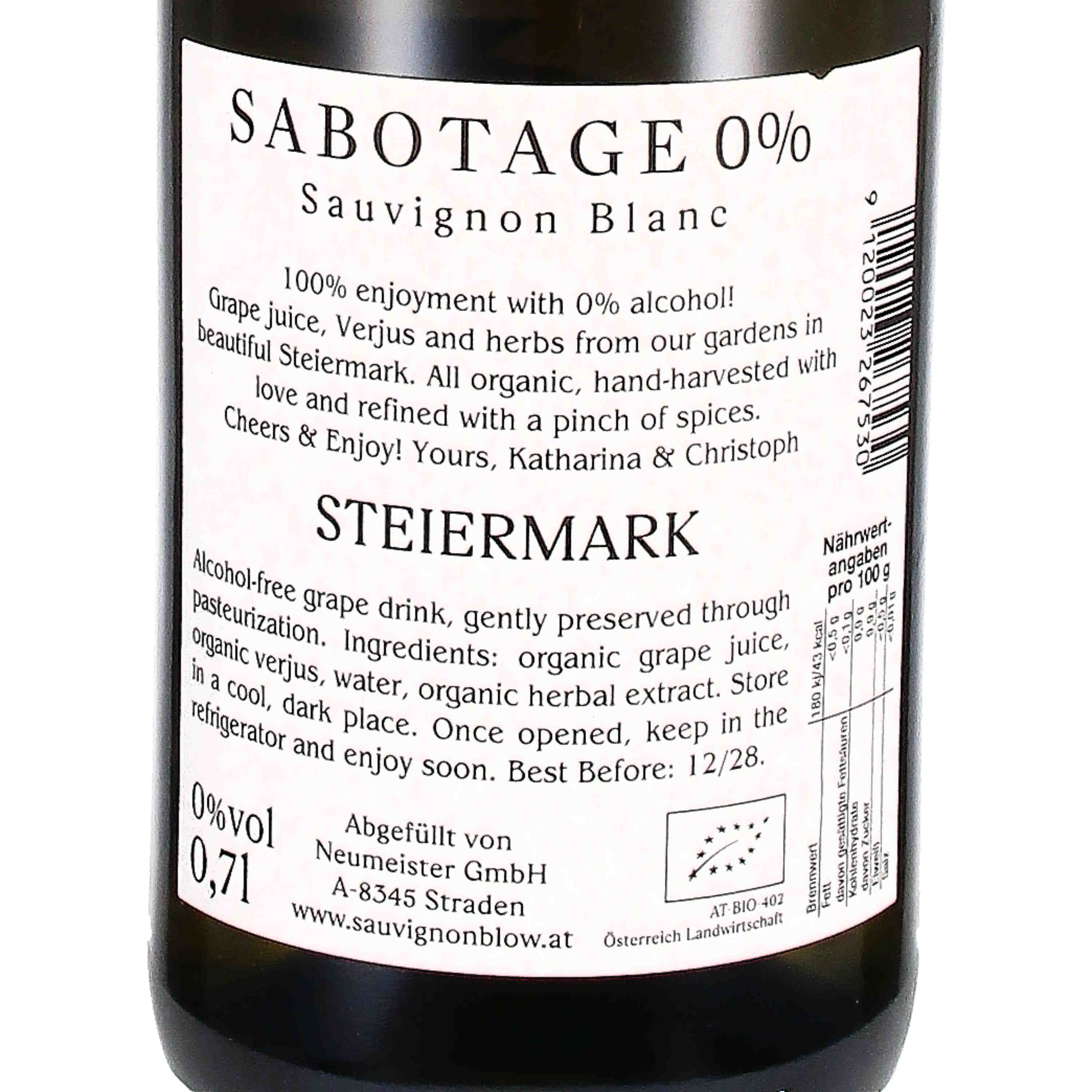 KTCN "Sabotage" Sauvignon Blanc 0% (bio)