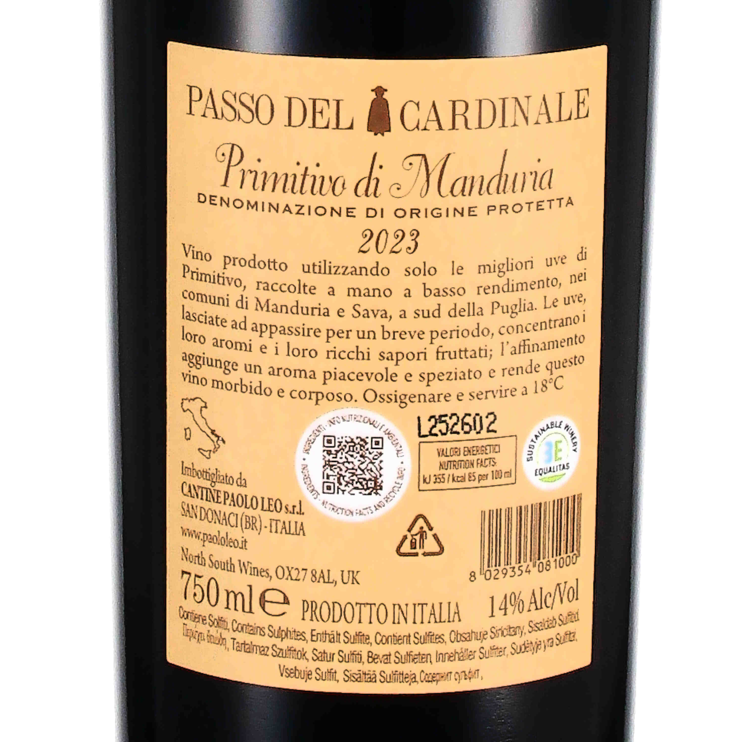 "Passo del Cardinale" Primitivo di Manduria DOP 2023