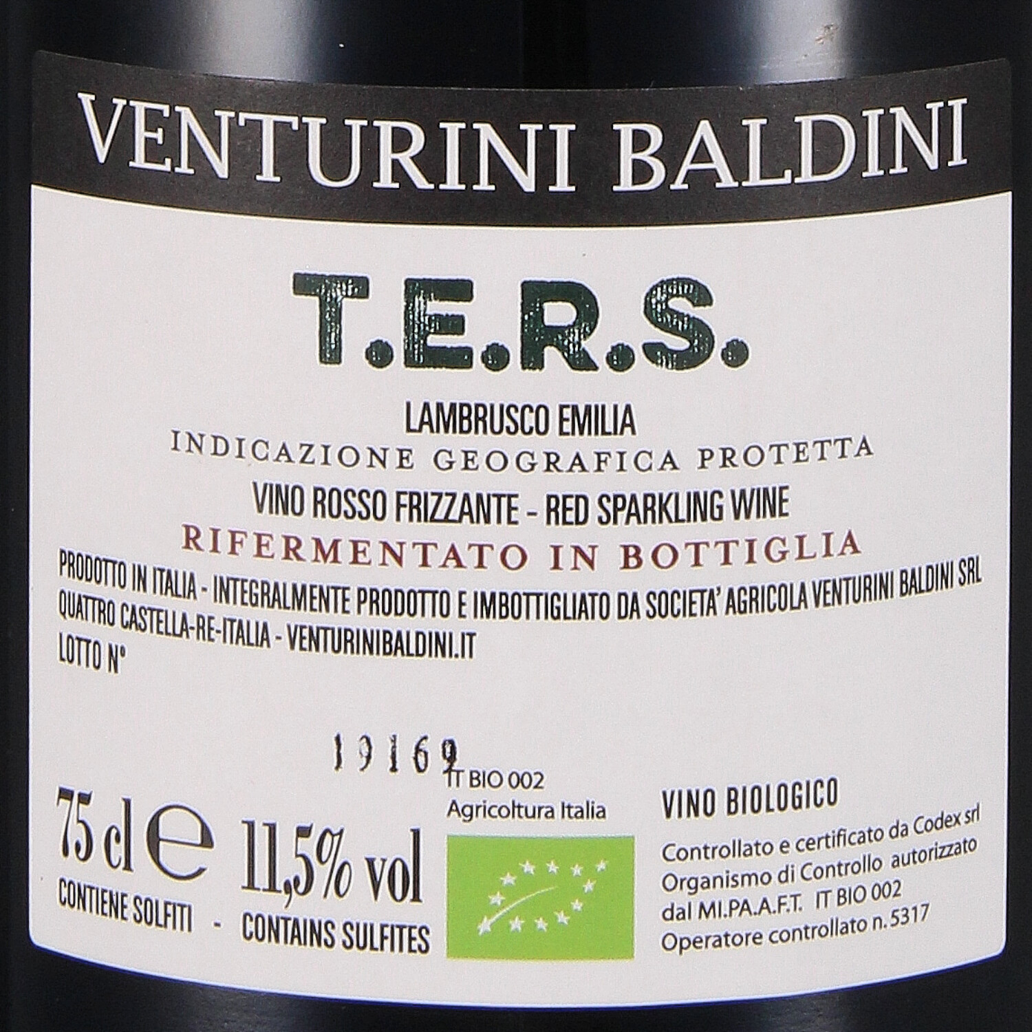 Lambrusco Spumante Ancestral T.e.r.s.Rosso IGP Emilia  (bio)  2018