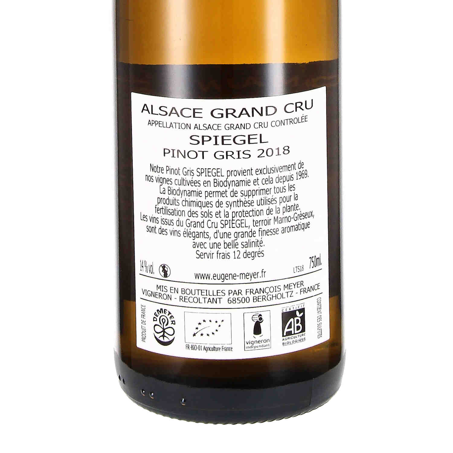 Pinot Gris Alsace Grand Cru AOC Spiegel 2018 (bio)