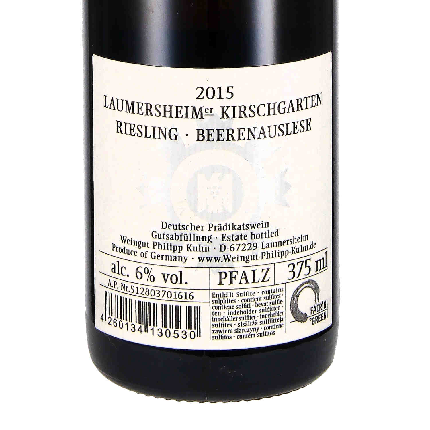 Riesling Kirschgarten Beerenauslese 2015, QW - halbe Flasche