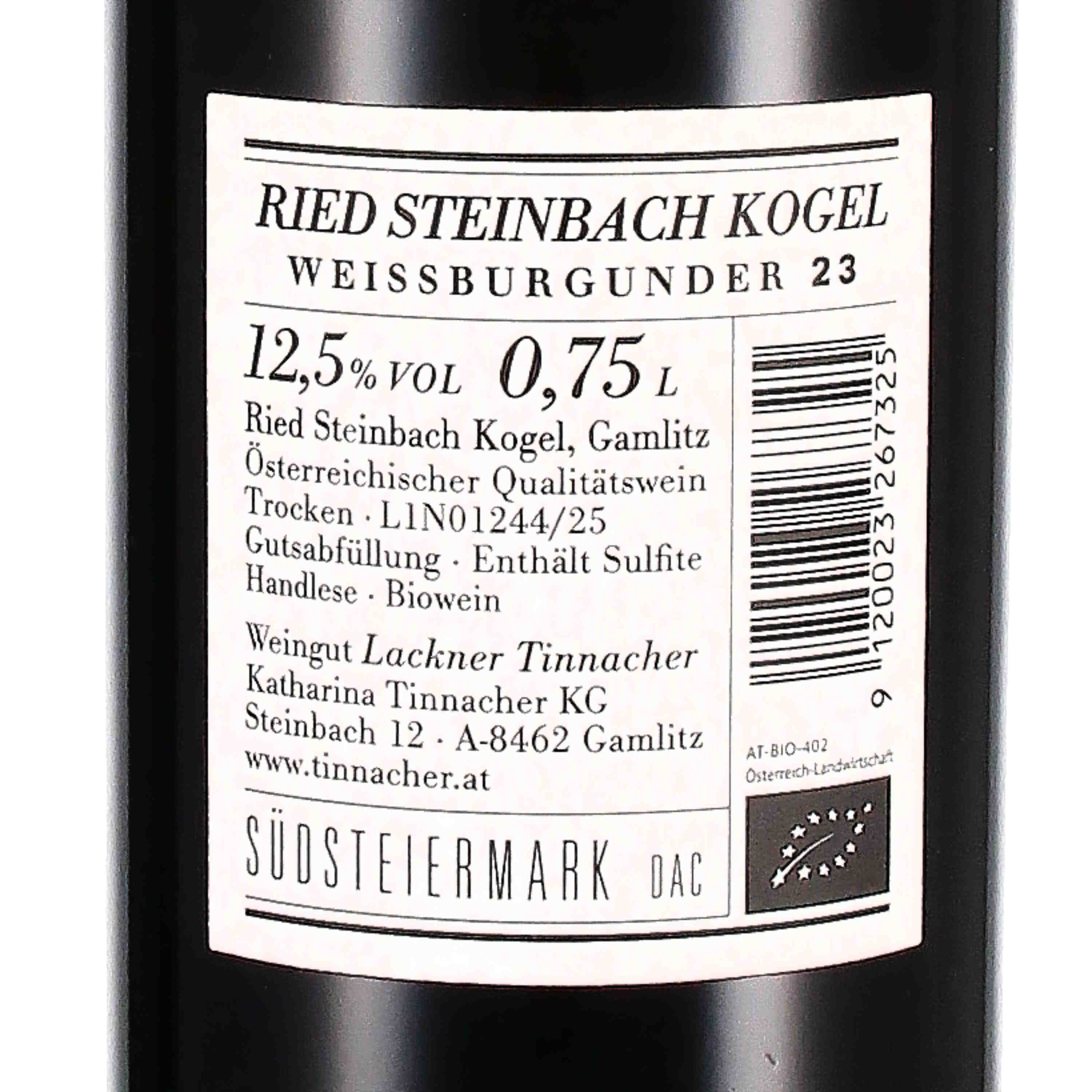 Weißburgunder Steinbach Erste STK Lage Kogel 2023 (bio)