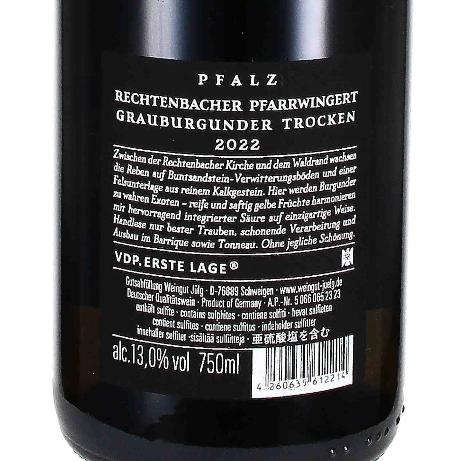 Grauburgunder Rechtenbacher Pfarrwingert VDP.Erste Lage 2022, QW