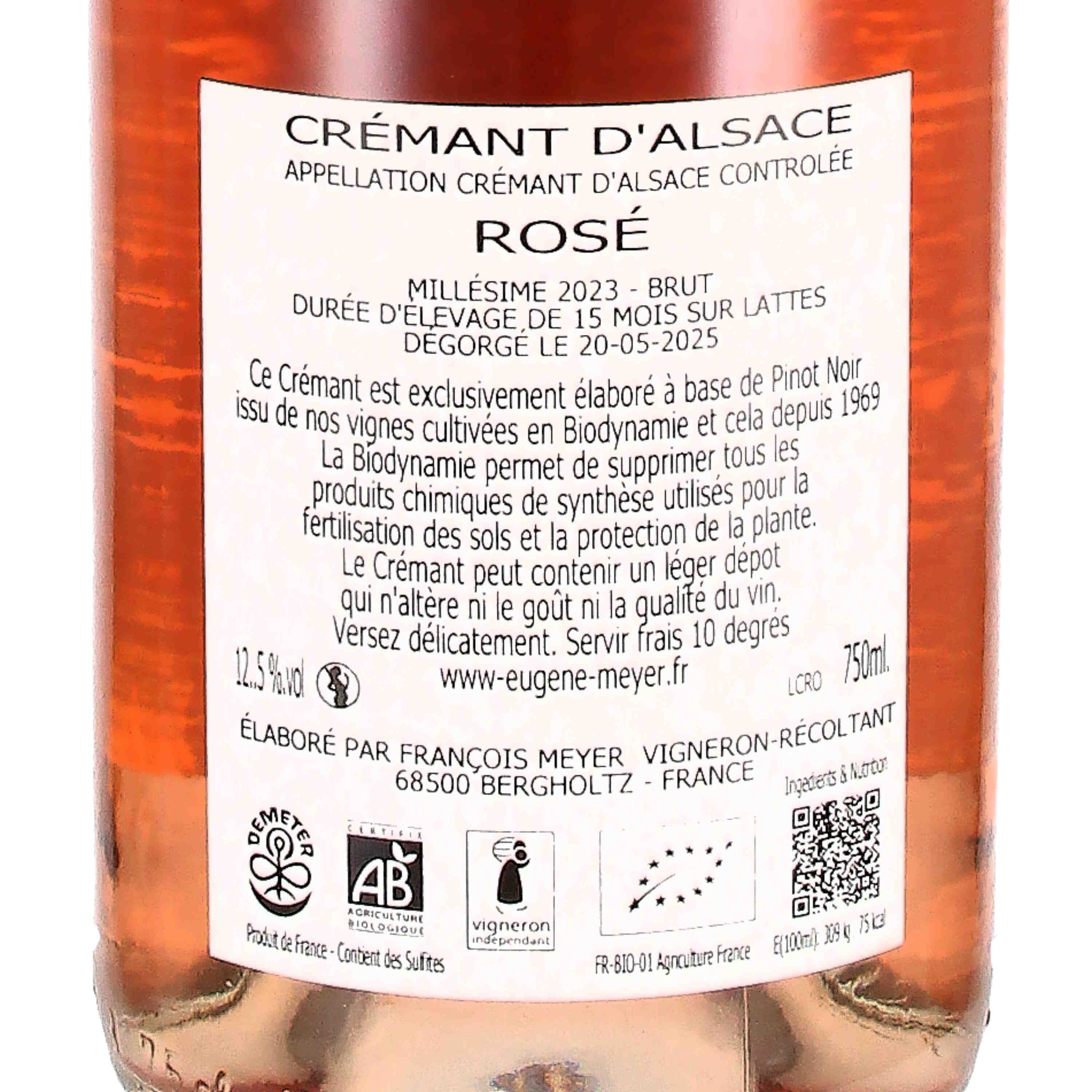 Crémant d'Alsace AOC Rosé Millésime 2023 (bio)