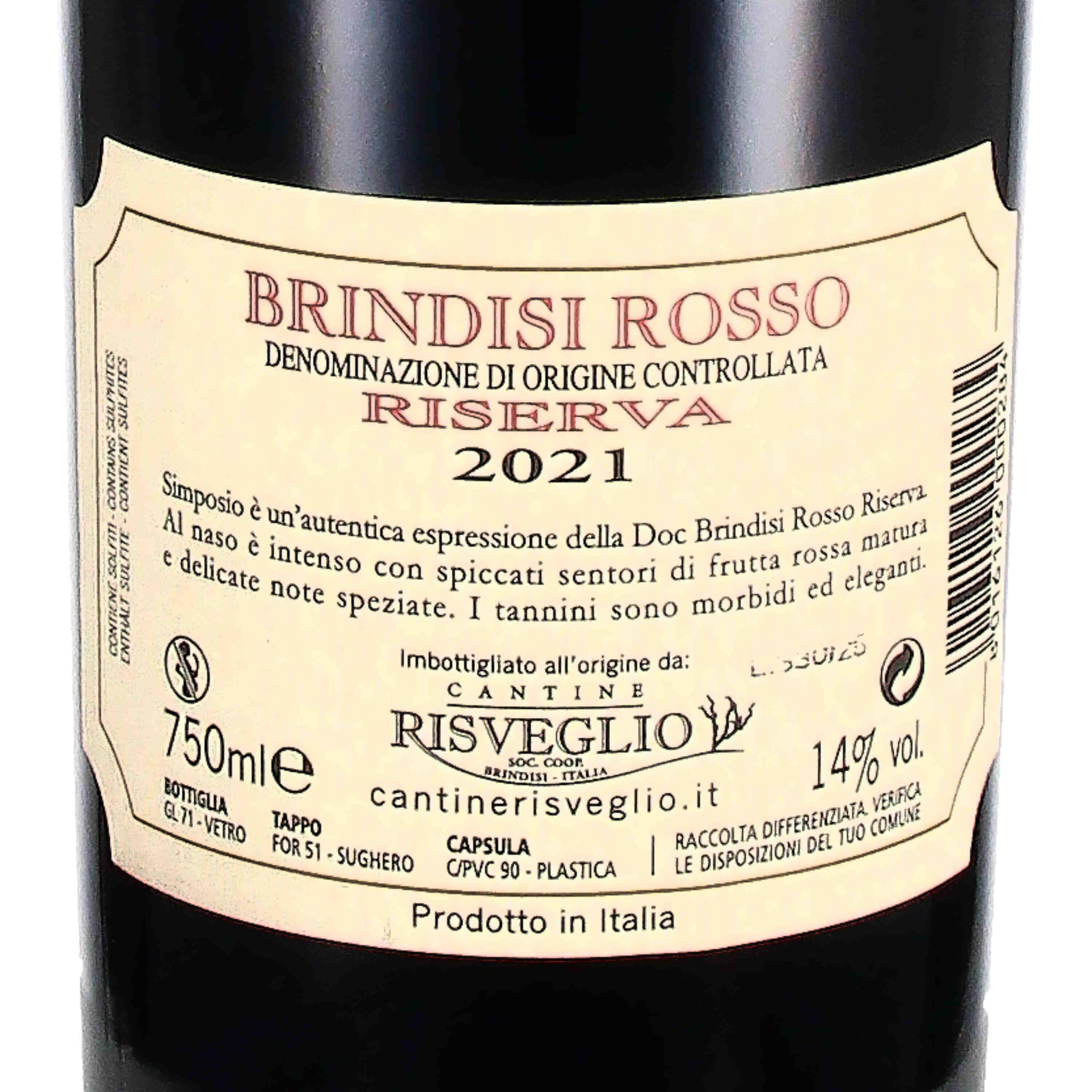 Brindisi Rosso Riserva Salento DOC "Simposio" 2021