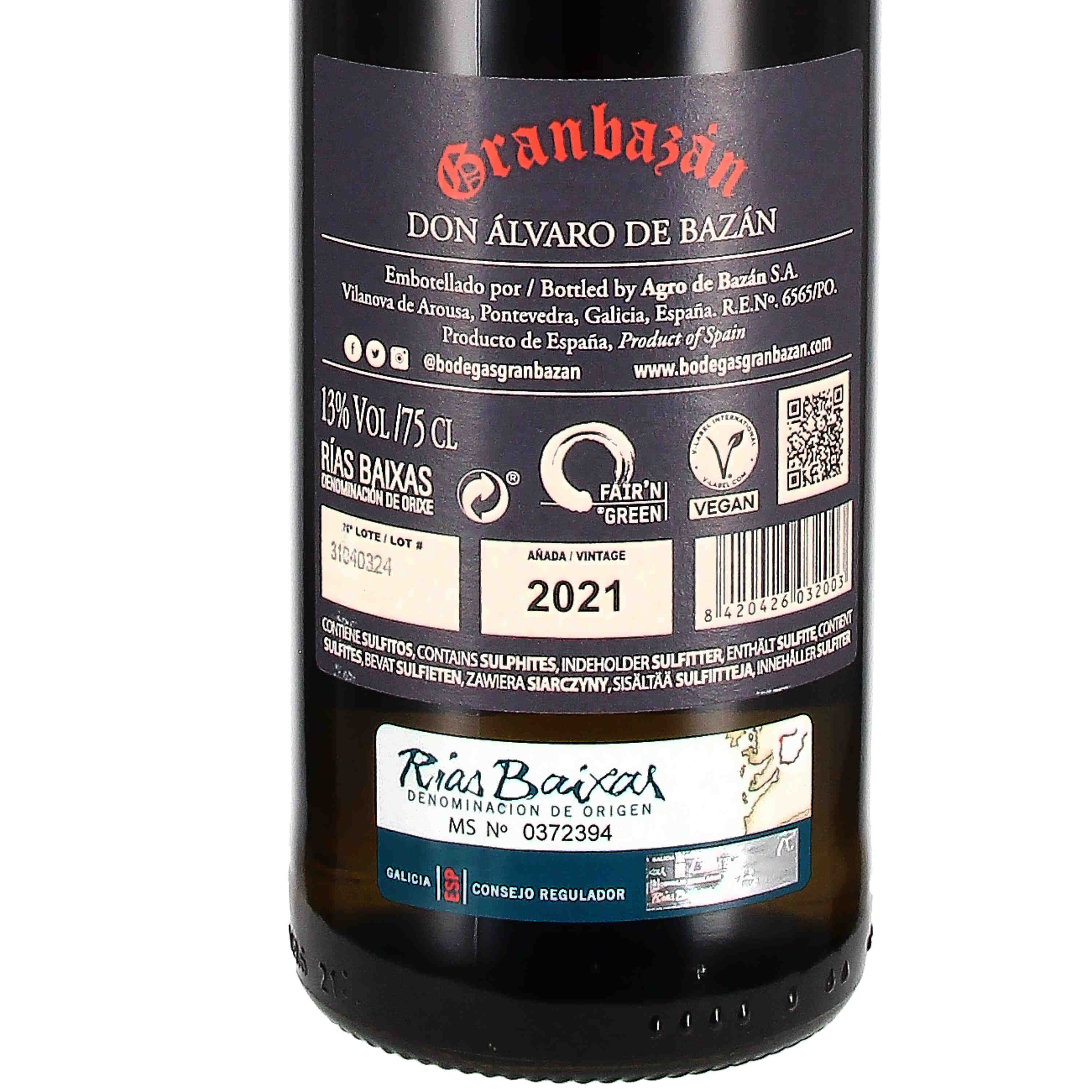Granbazán Albariño "Don Álvaro de Bazán" 2021 D.O. Rias Baíxas