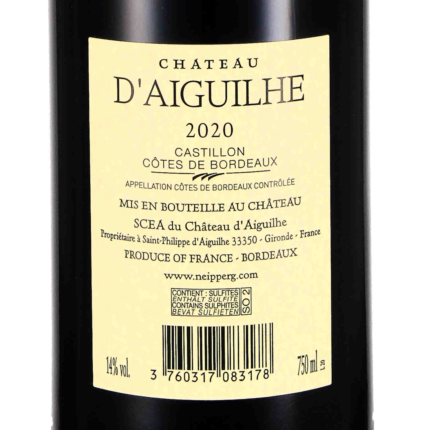 Château d'Aiguilhe Castillon Côtes de Bordeaux AOC Rouge 2020