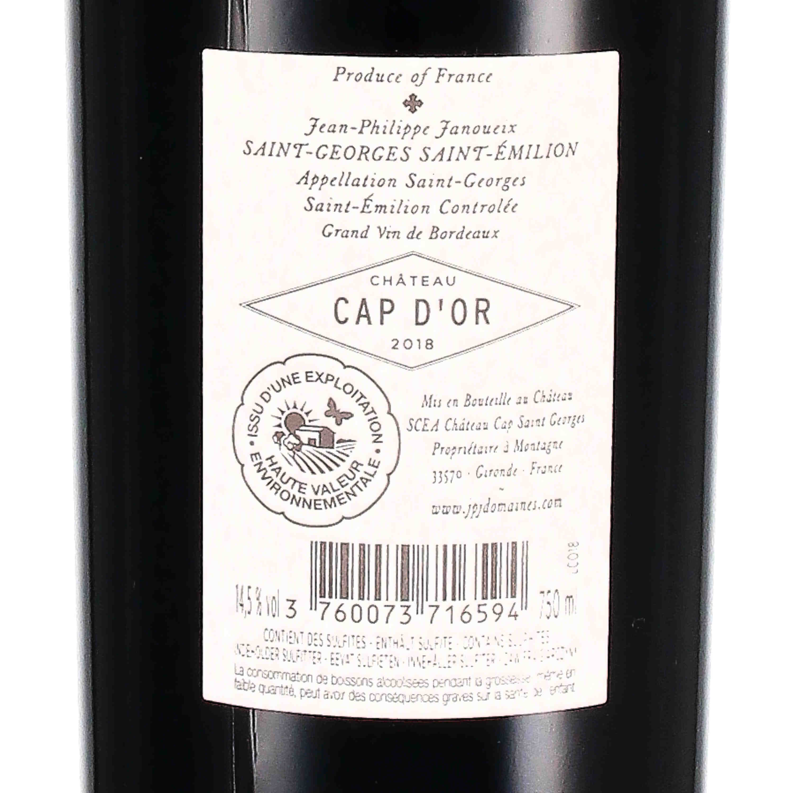 Château Cap d'Or Saint-Georges Saint Emilion AOC 2018
