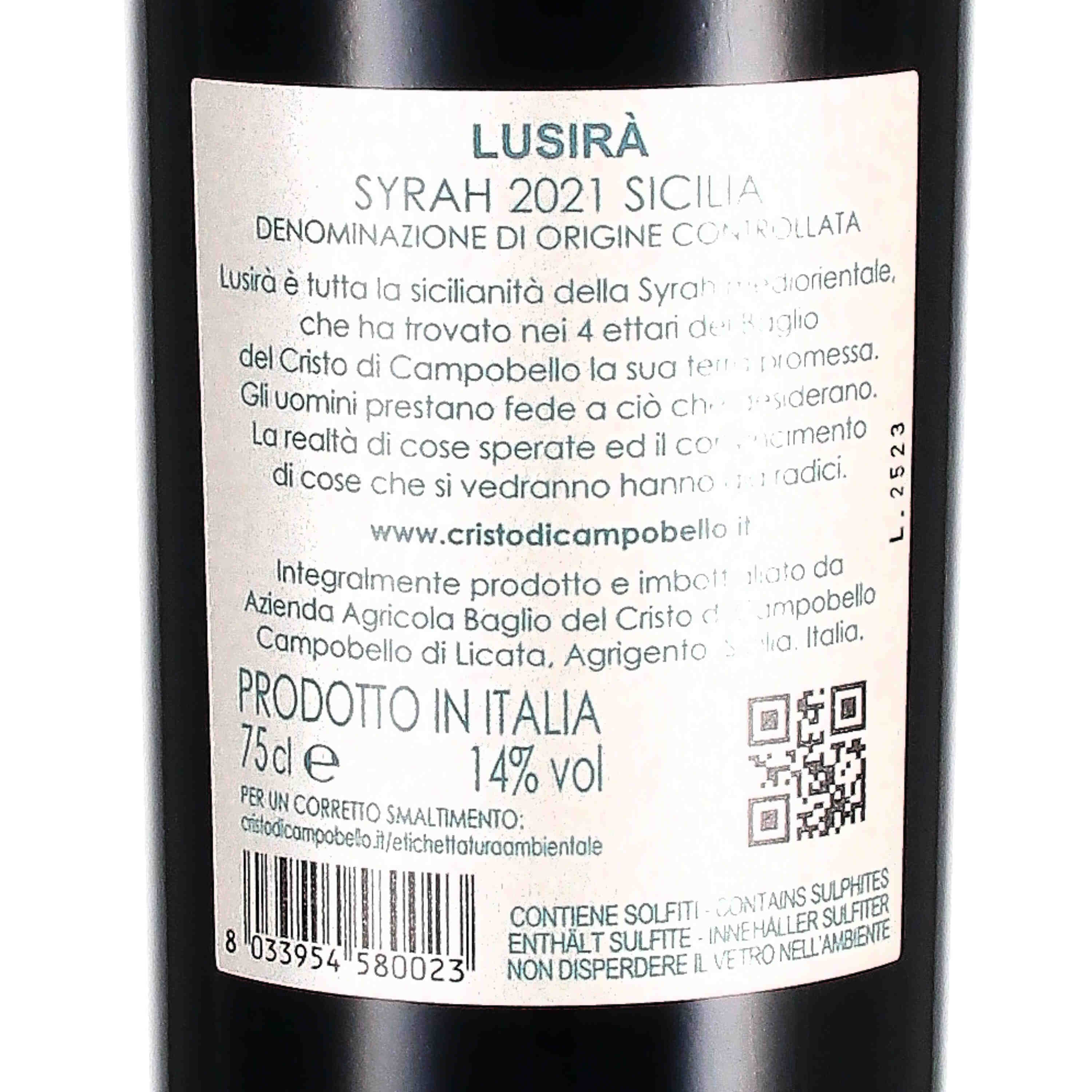 Lusirà Syrah Sicilia DOC 2021
