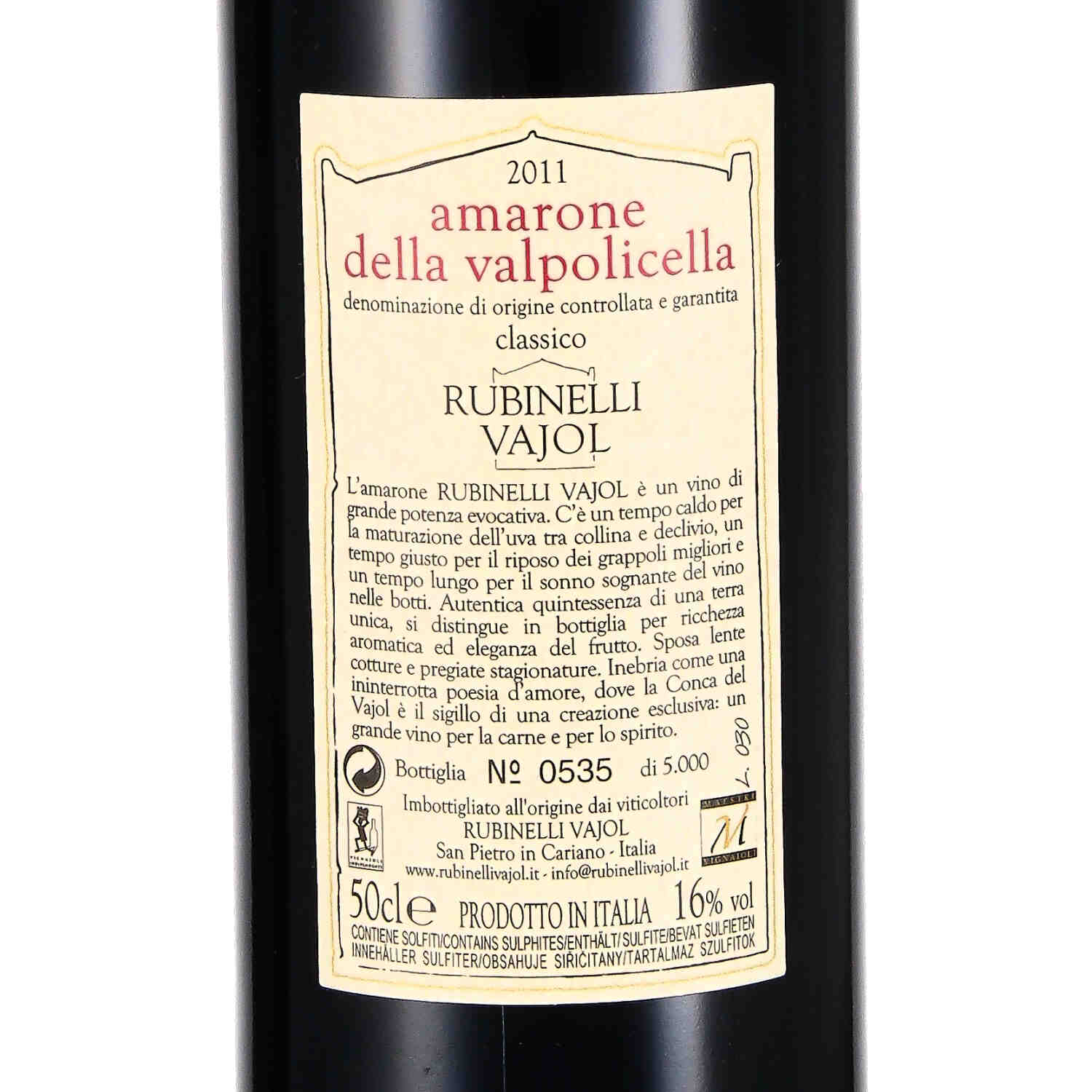 Amarone della Valpolicella Classico DOC 2011 - halber Liter