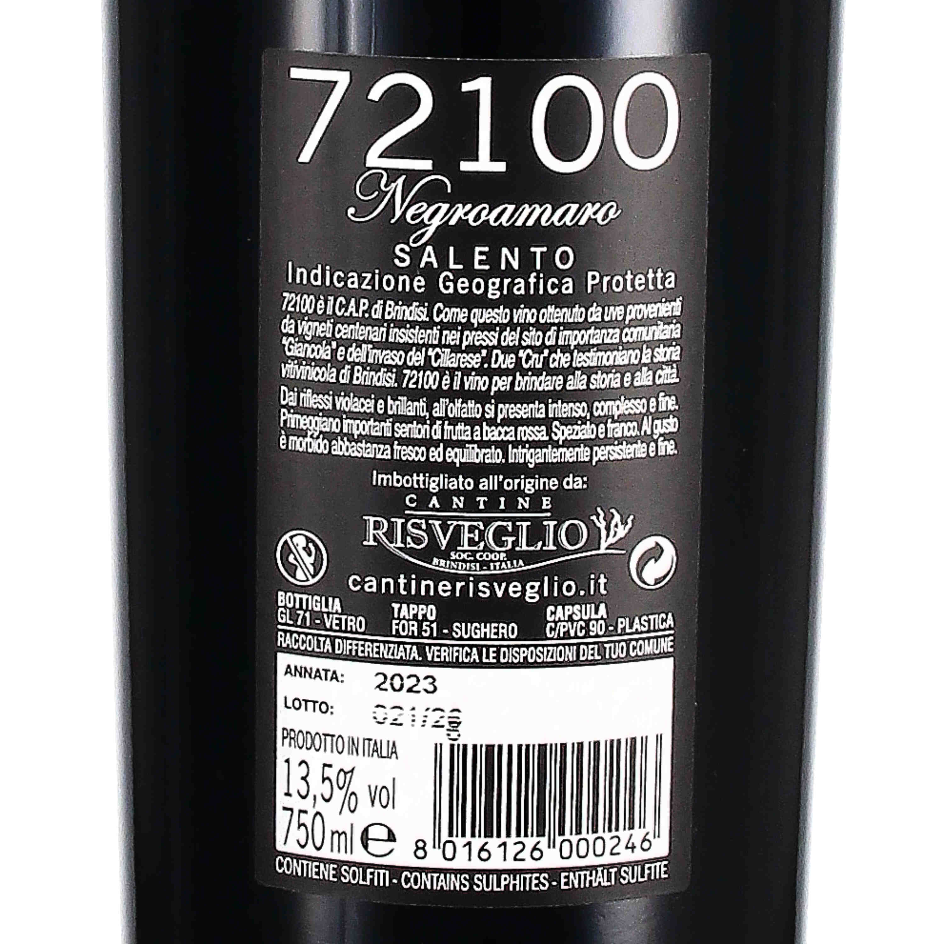 Negroamaro Salento Rosso IGP "72100" 2023