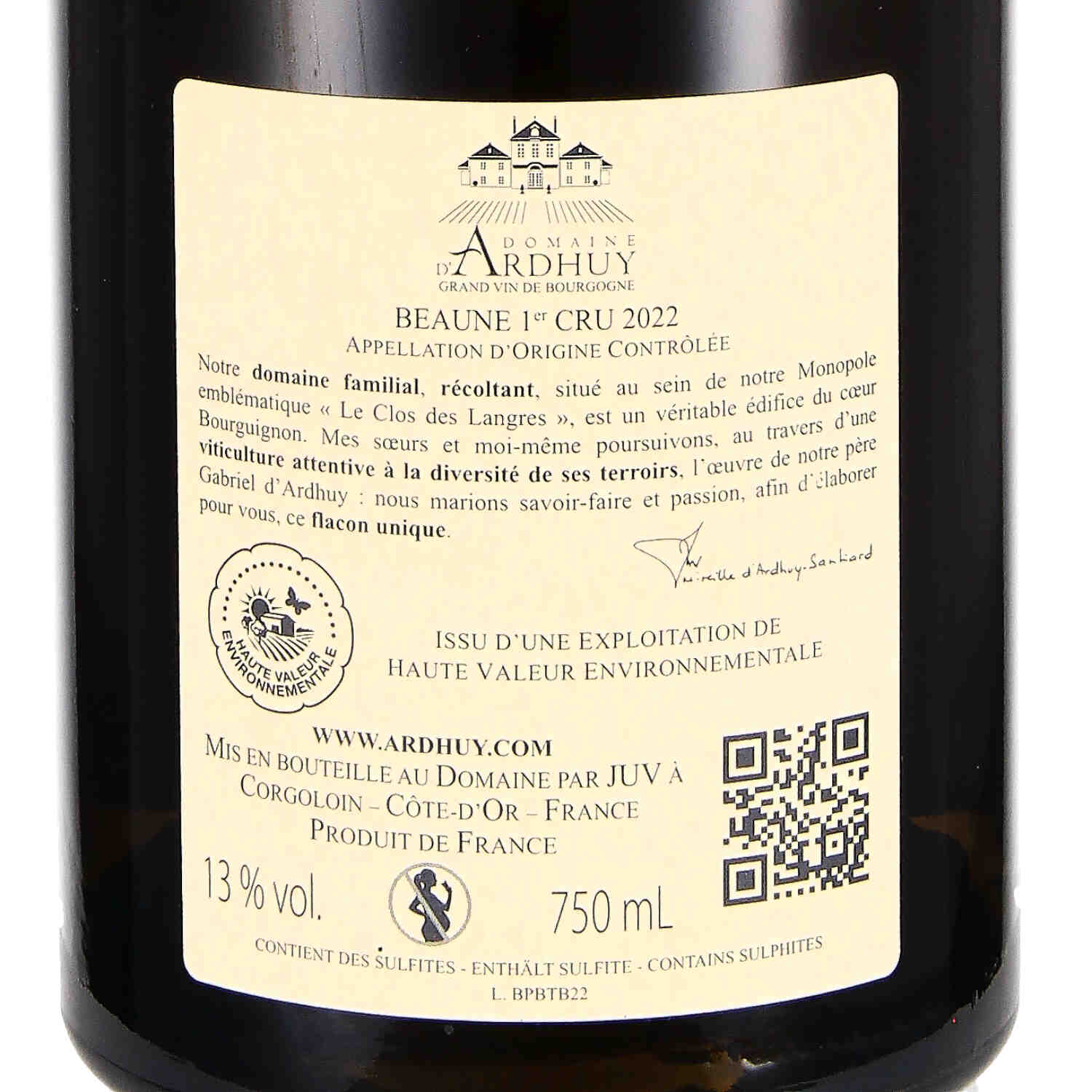 Beaune 1er Cru blanc AOC Petit Clos Blanc des Theurons 2022