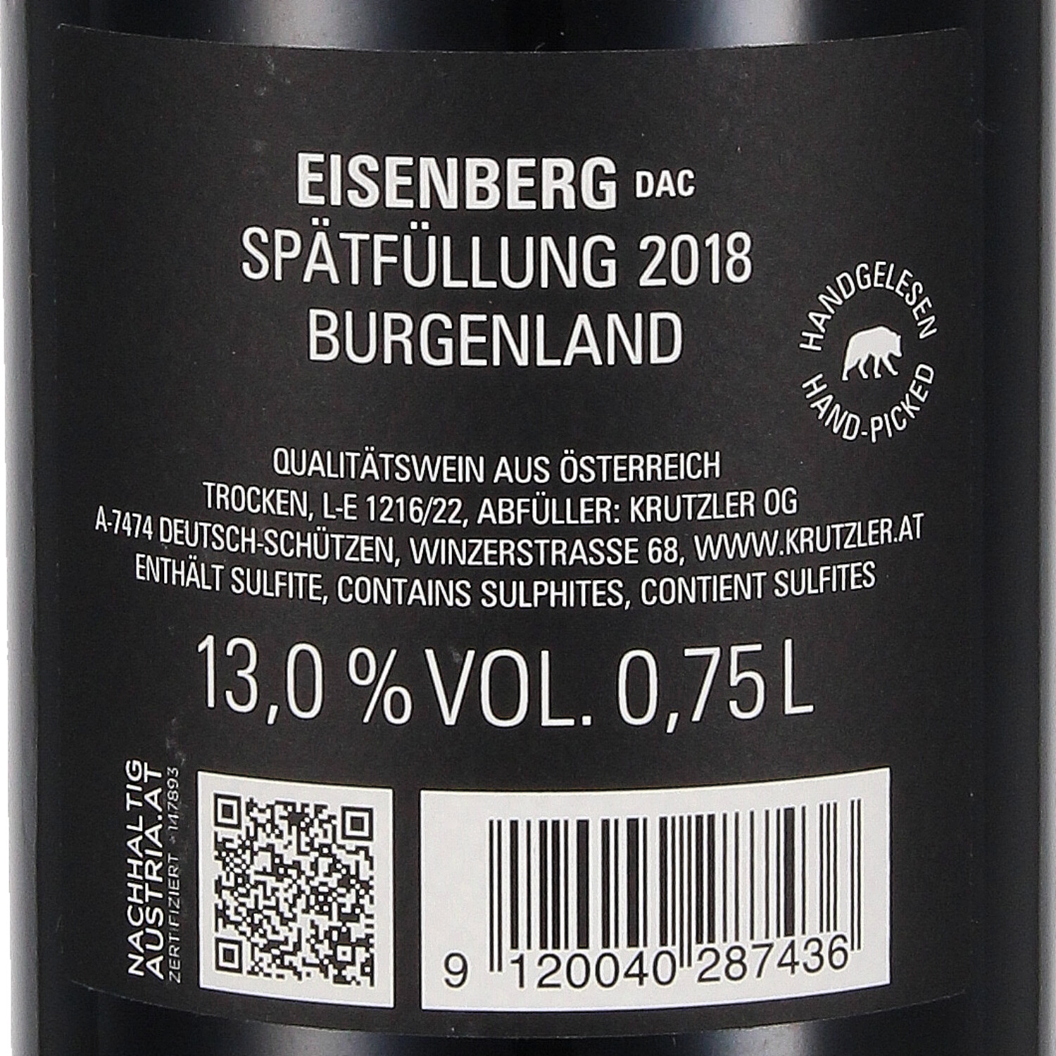 Blaufränkisch Eisenberg DAC 2018 QW - Spätfüllung -