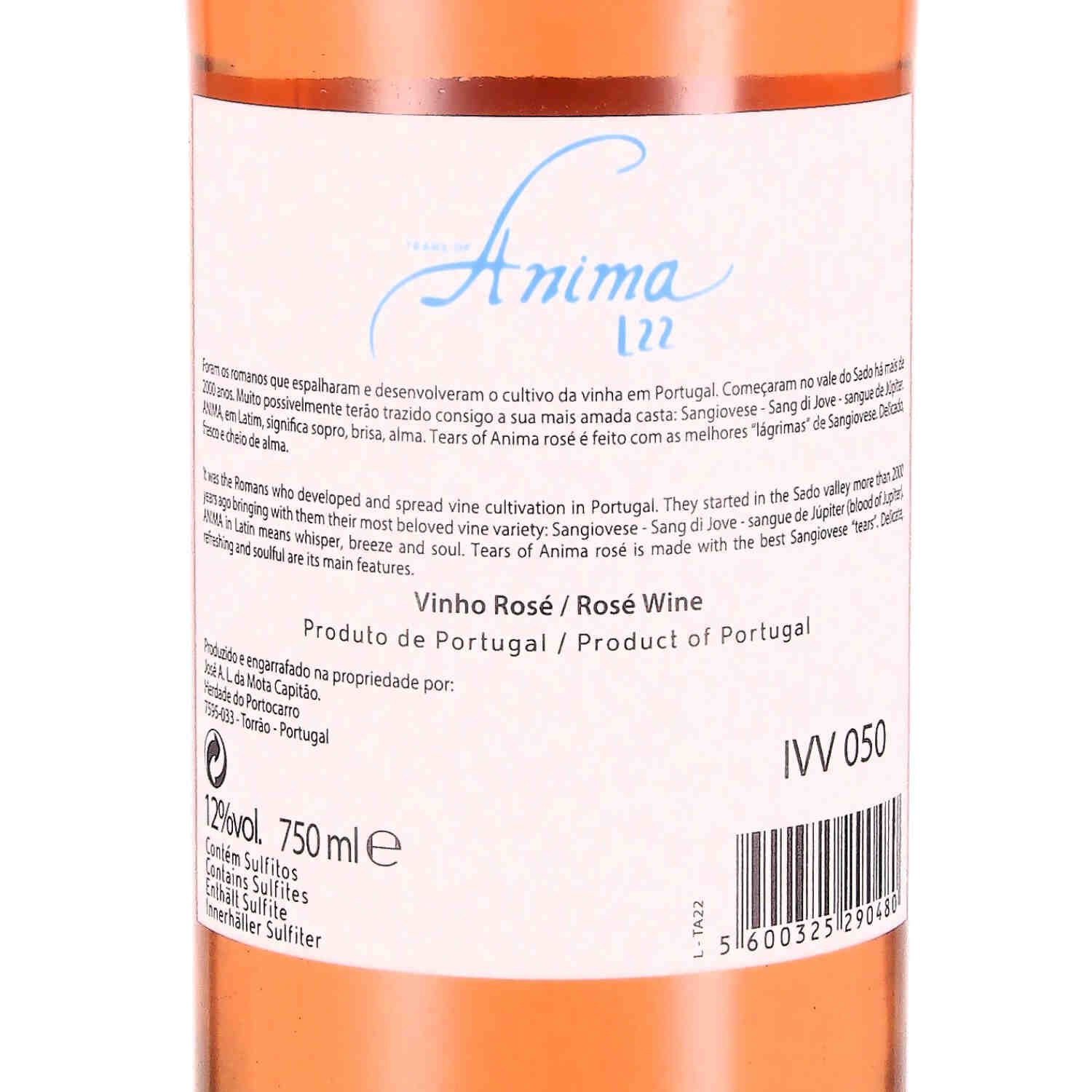 Tears of Anima rosé 2022, V.R. Península de Setúbal