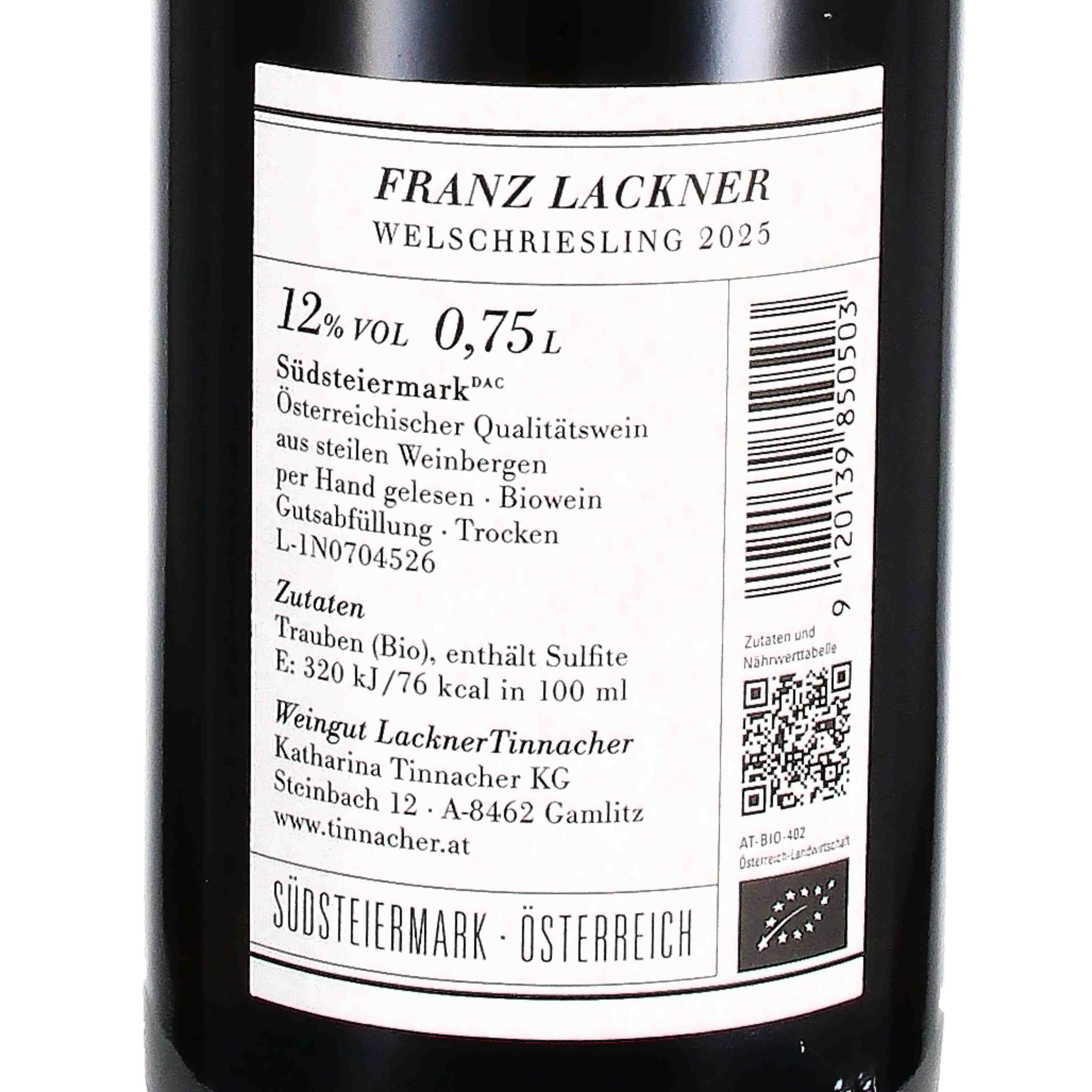Welschriesling "Franz Lackner" Südsteiermark DAC 2024, Qualitätswein (Bio)