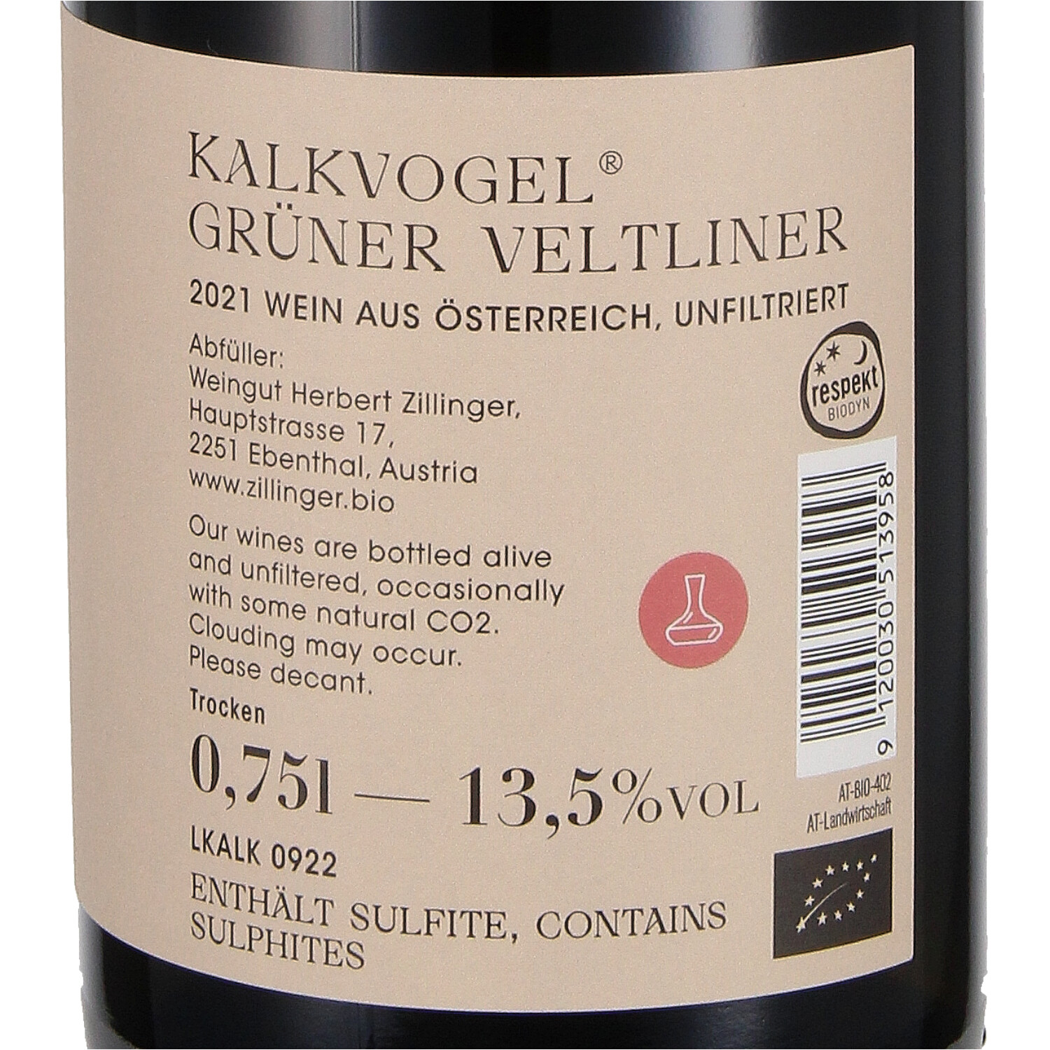 Grüner Veltliner Kalkvogel 2021 (bio)