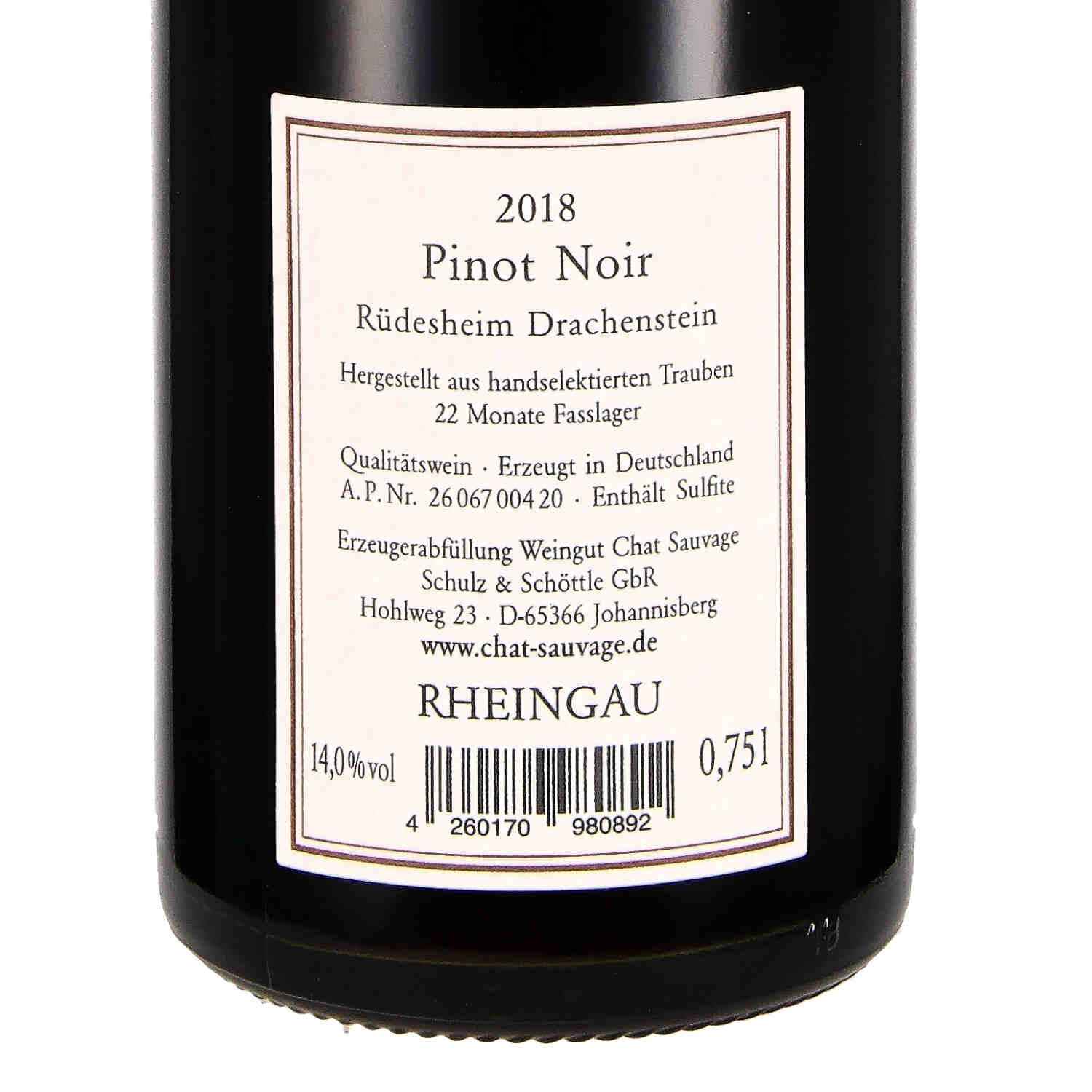 Pinot Noir Rüdesheimer Drachenstein 2018, Qw