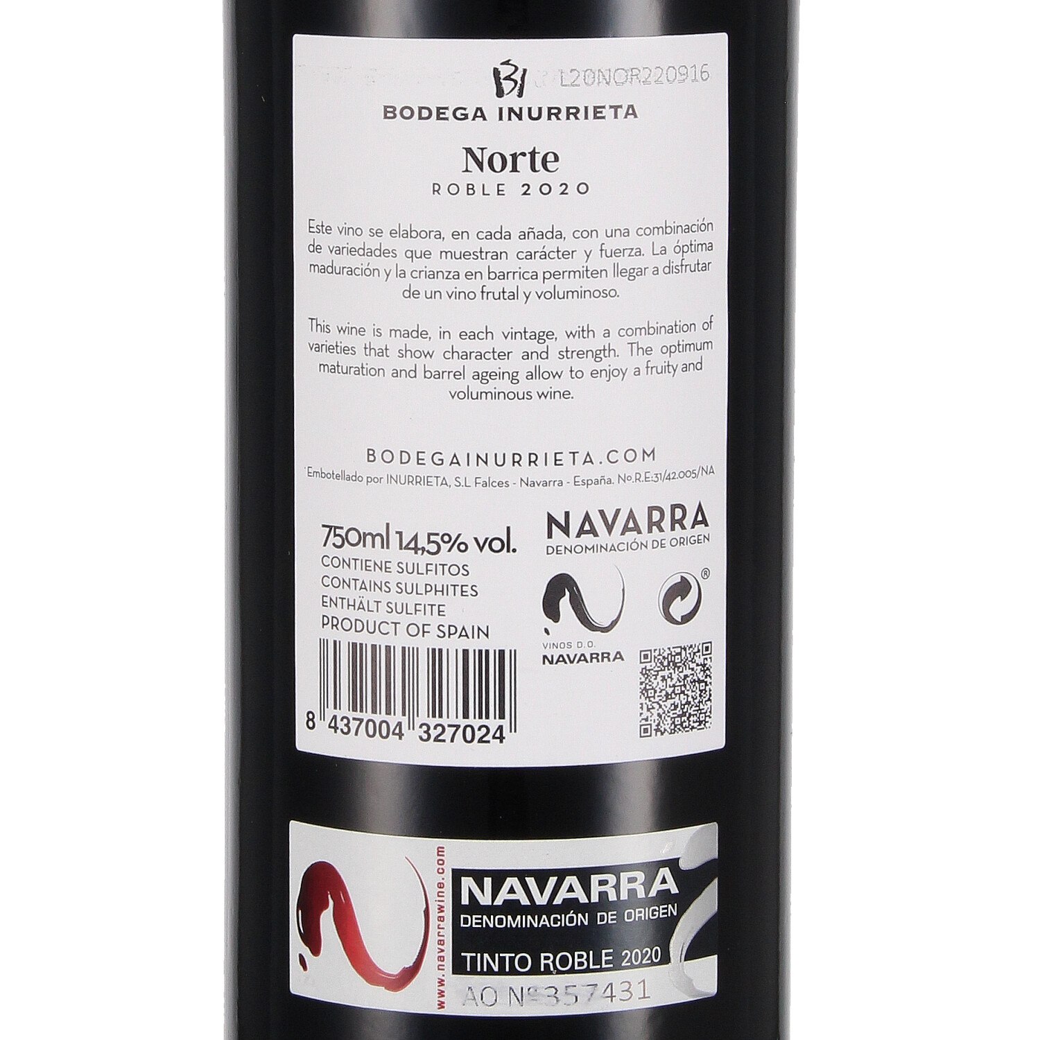 Tinto Roble Norte 2020 Navarra D.O.