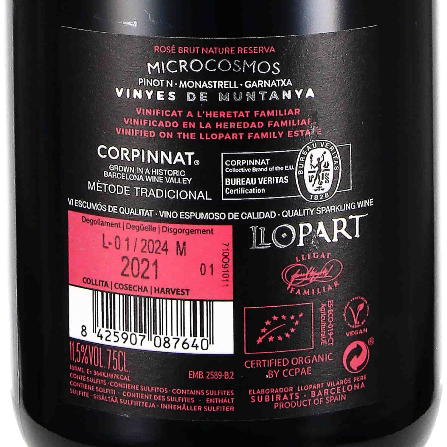 Corpinnat Rosé brut nature Microcosmos 2021 (bio)