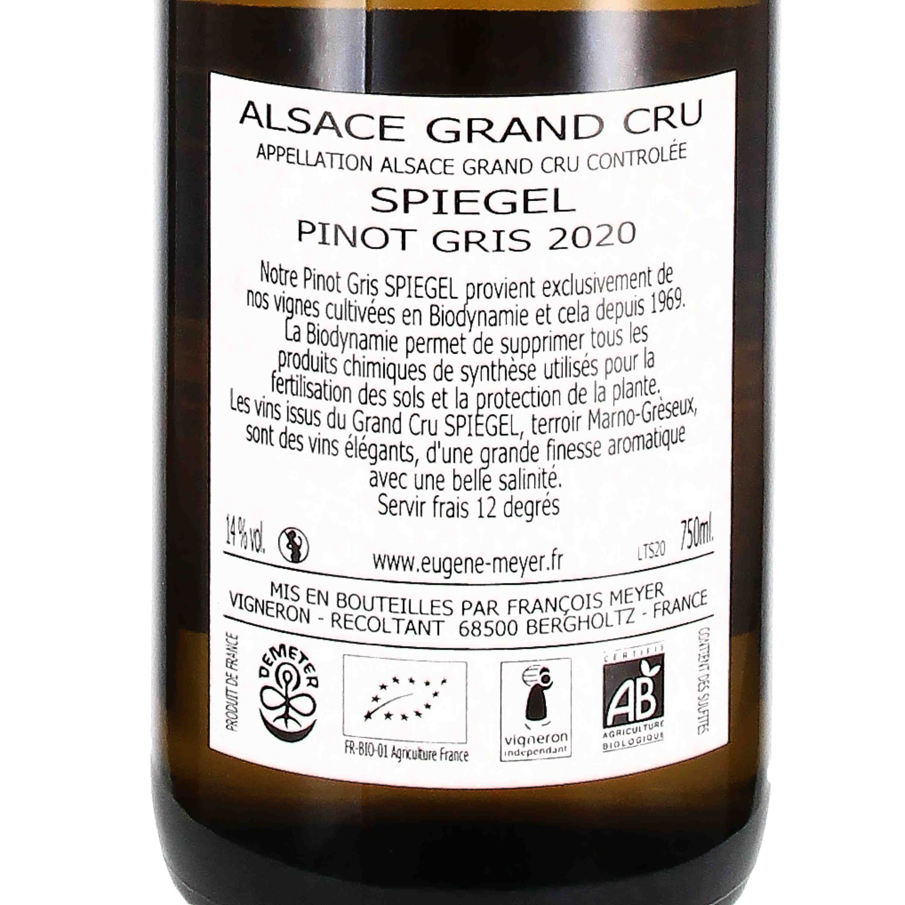 Pinot Gris Alsace Grand Cru AOC Spiegel 2020 (bio)
