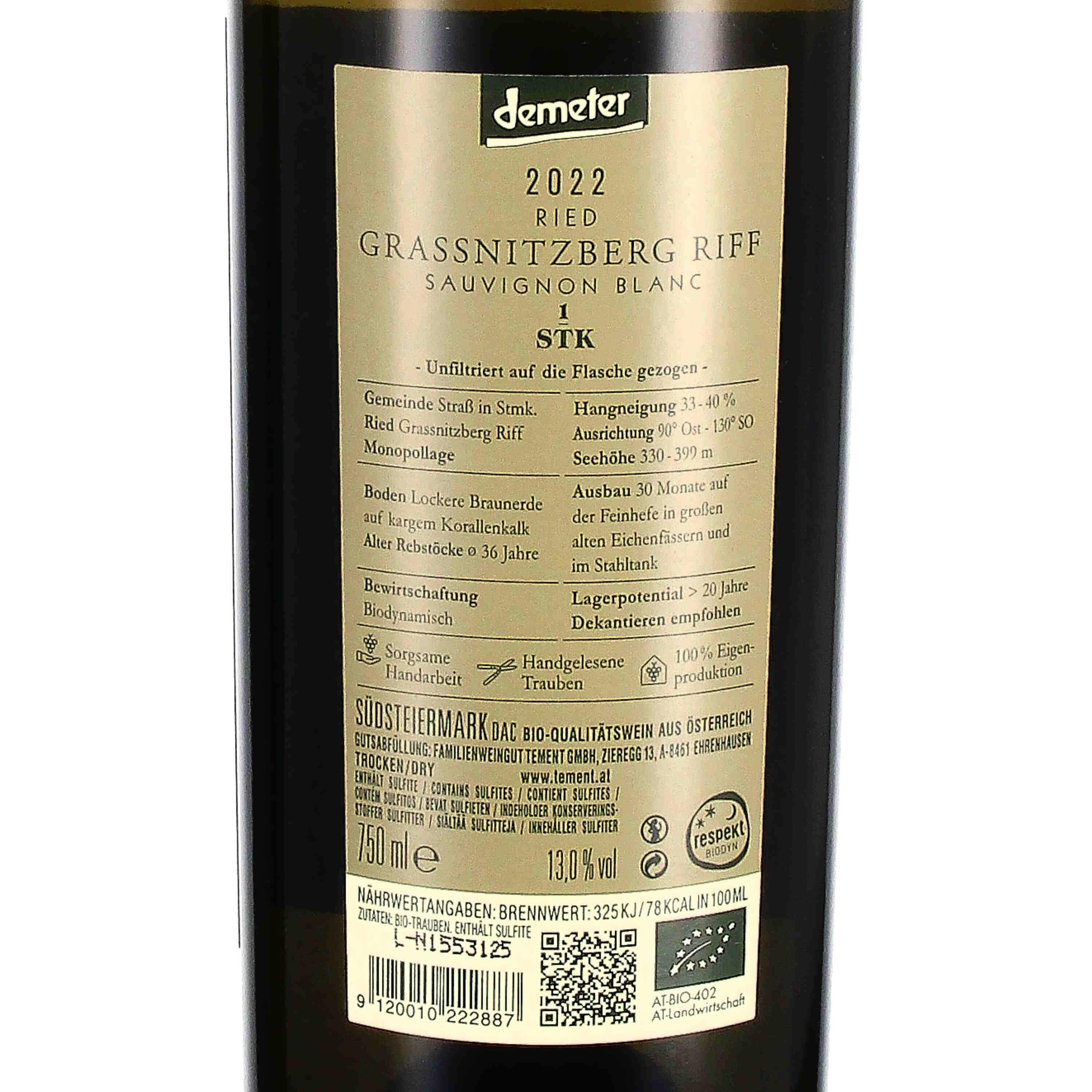 Sauvignon Blanc Grassnitzberg Riff 2022 (bio)