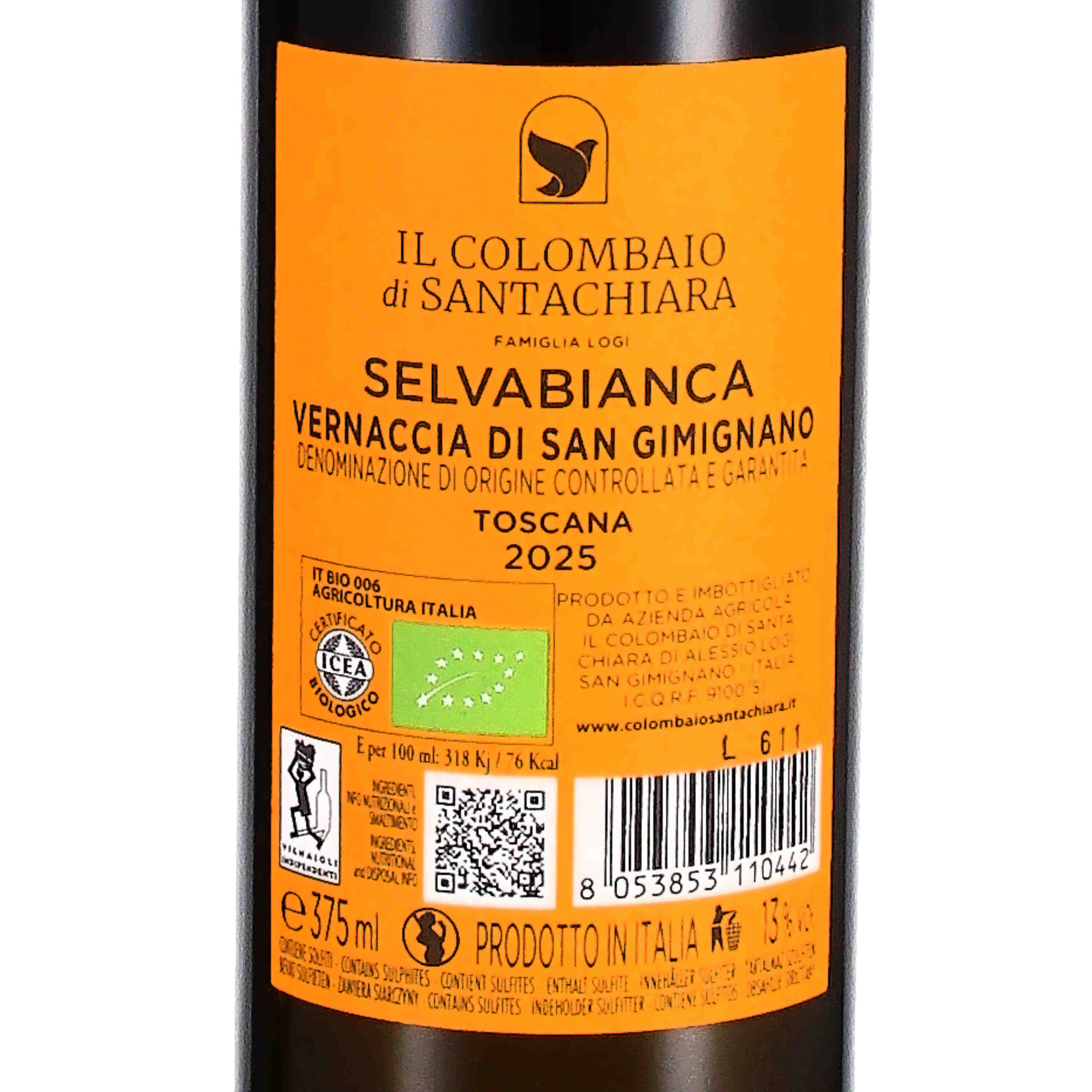 Vernaccia di San Gimignano DOCG "Selvabianca" 2025 - halbe Flasche (bio)