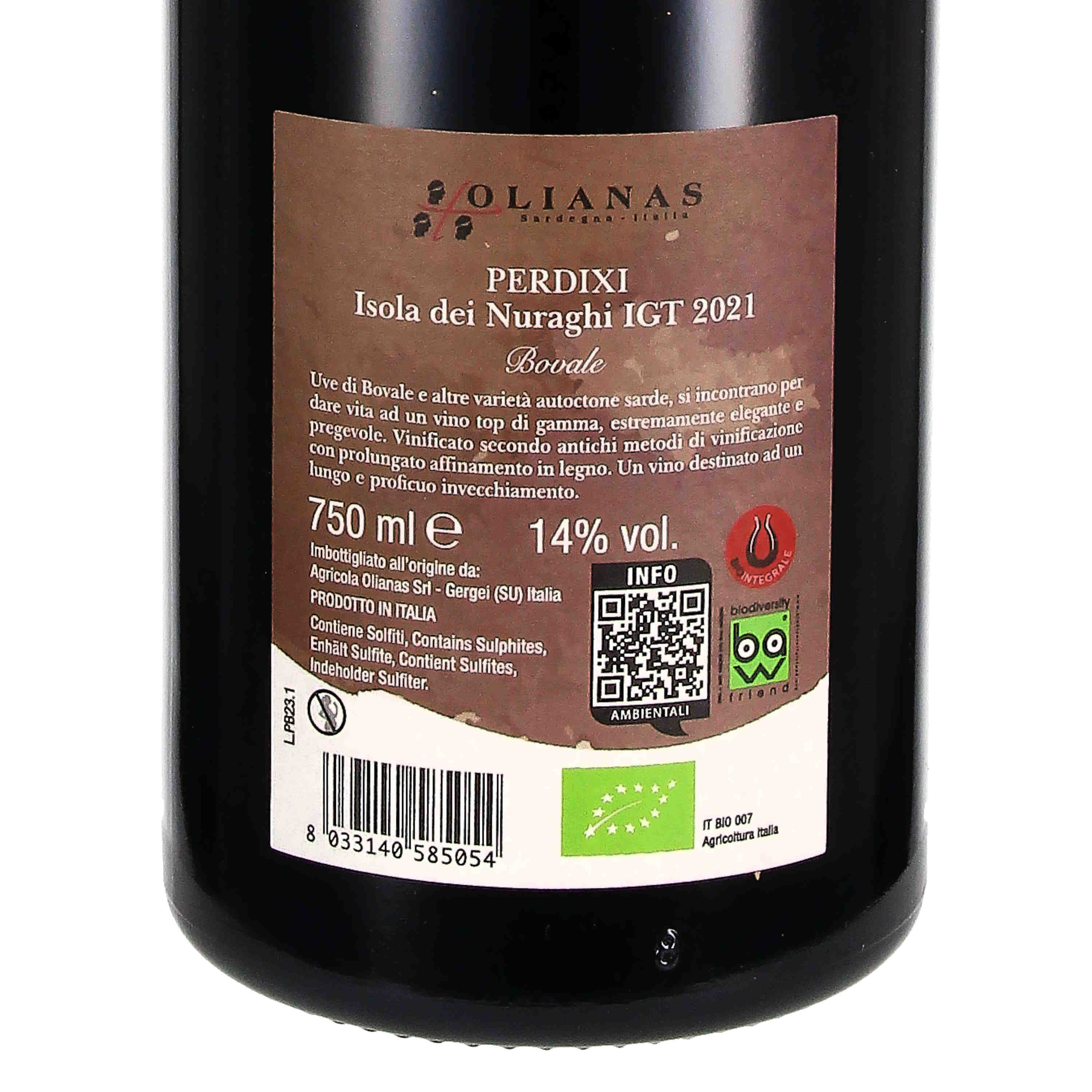 "Perdixi" Isola dei Nuraghi IGT 2021 (bio)