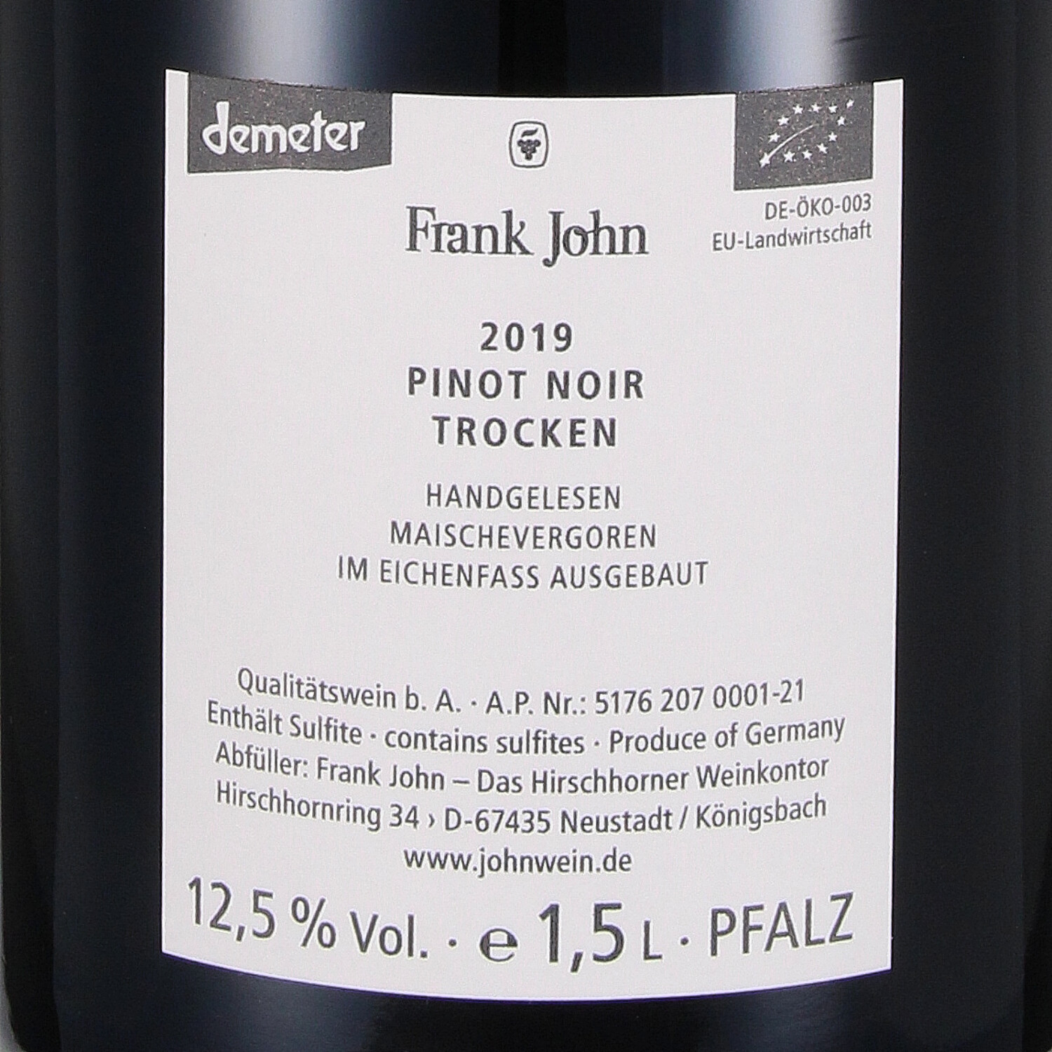 Pinot Noir Kalkstein 2019, QW (bio)  - Magnum