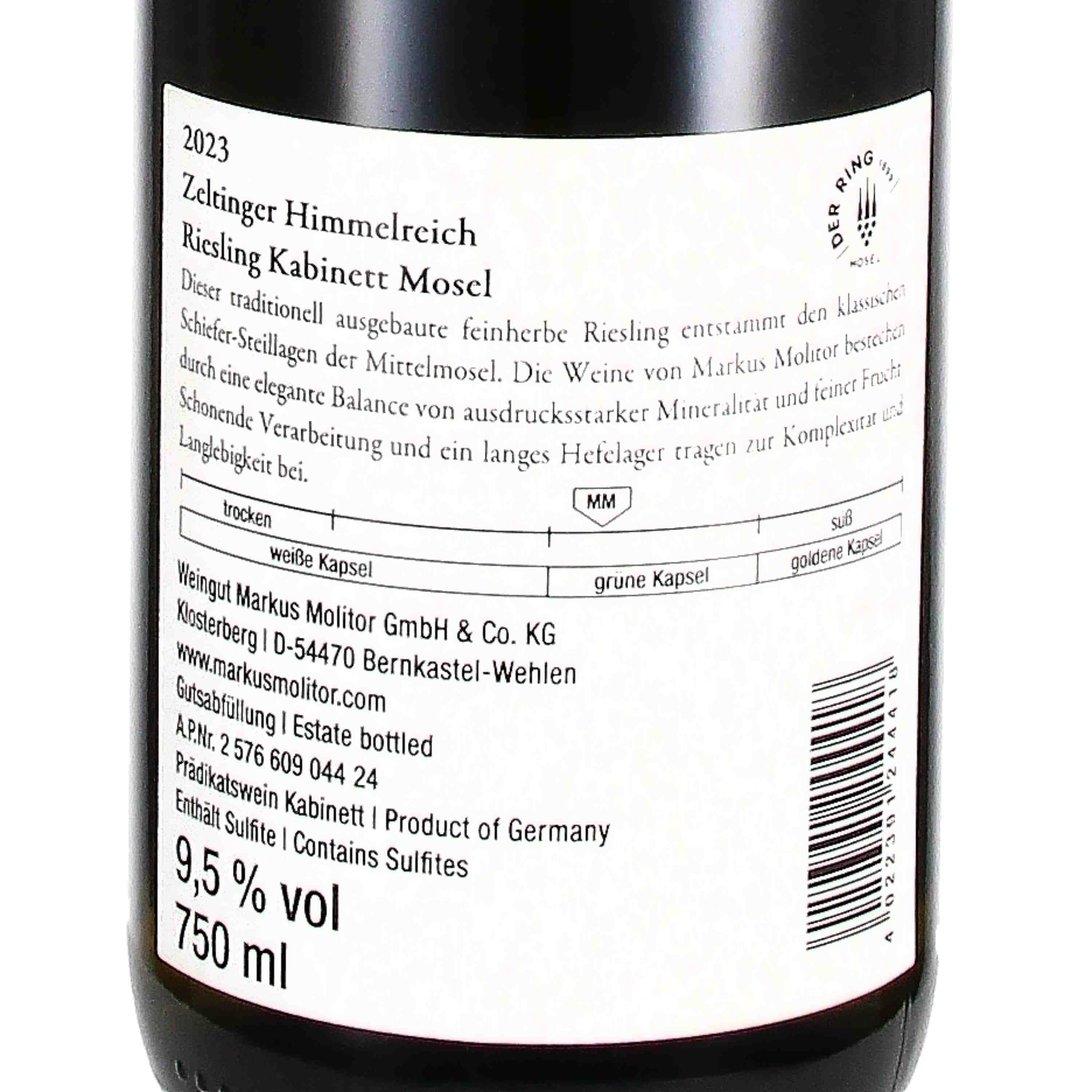 Riesling Kabinett feinherb Zeltinger Himmelreich 2023, Pw