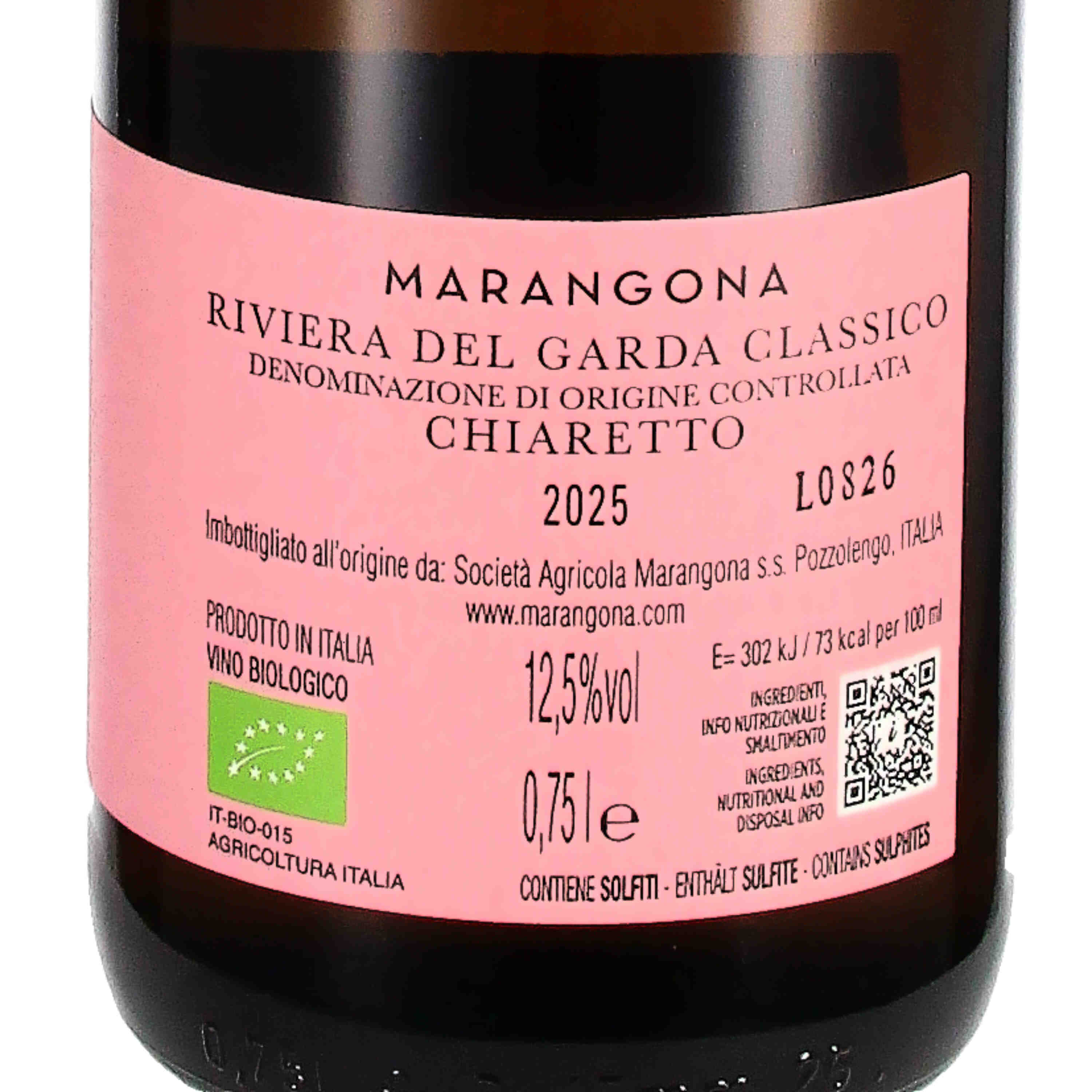 Chiaretto Riviera del Garda Classico DOC 2025 (bio)