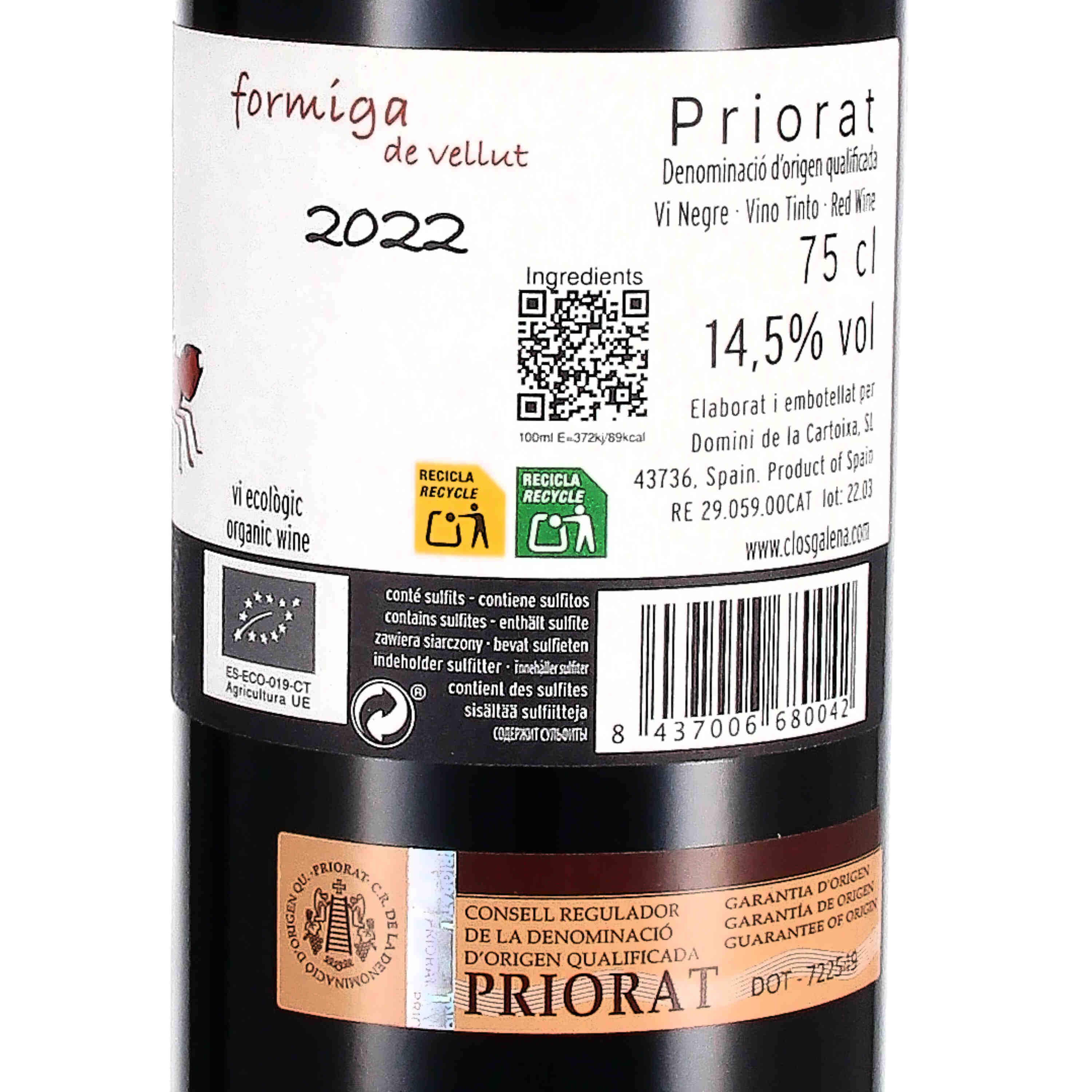 Formiga de Vellut Priorat D.O.Q. 2022 (bio)