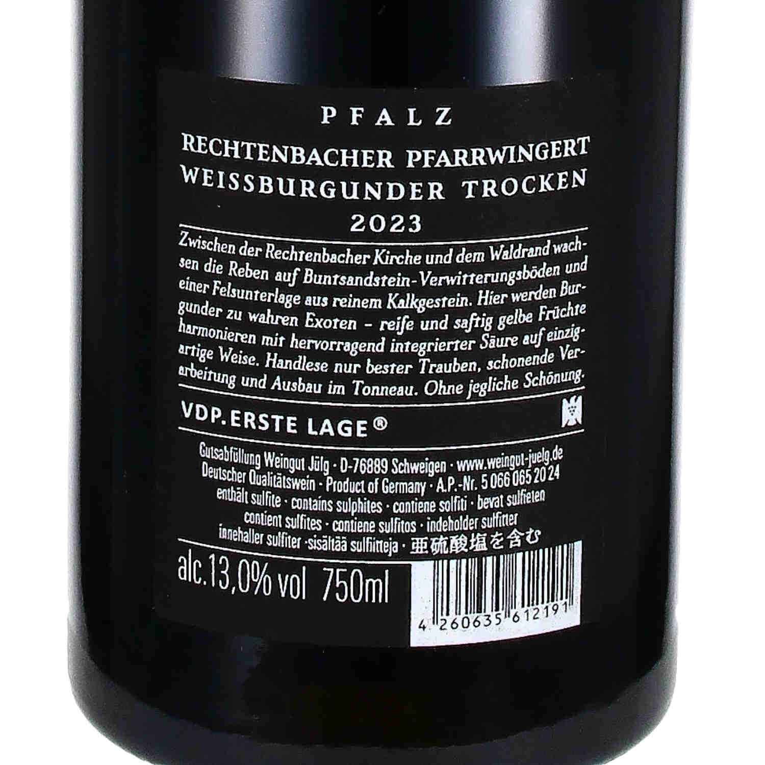 Weissburgunder Rechtenbacher Pfarrwingert VDP.Erste Lage 2023, W