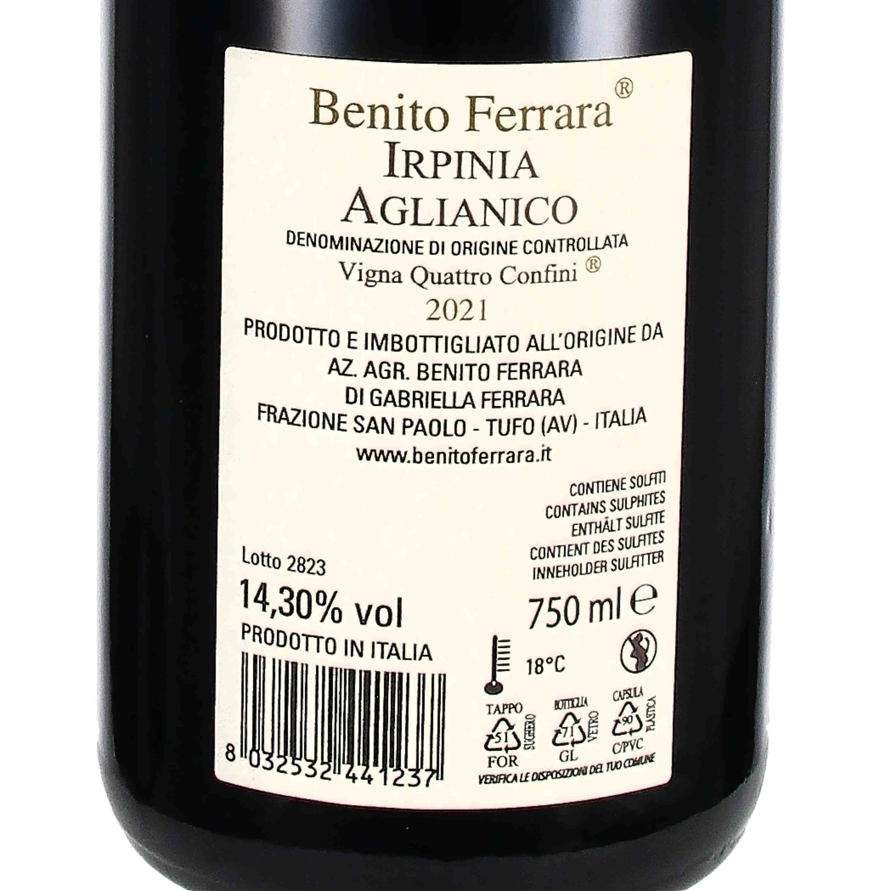 Irpinia Aglianico DOC "Vigna Quattro Confini" 2021
