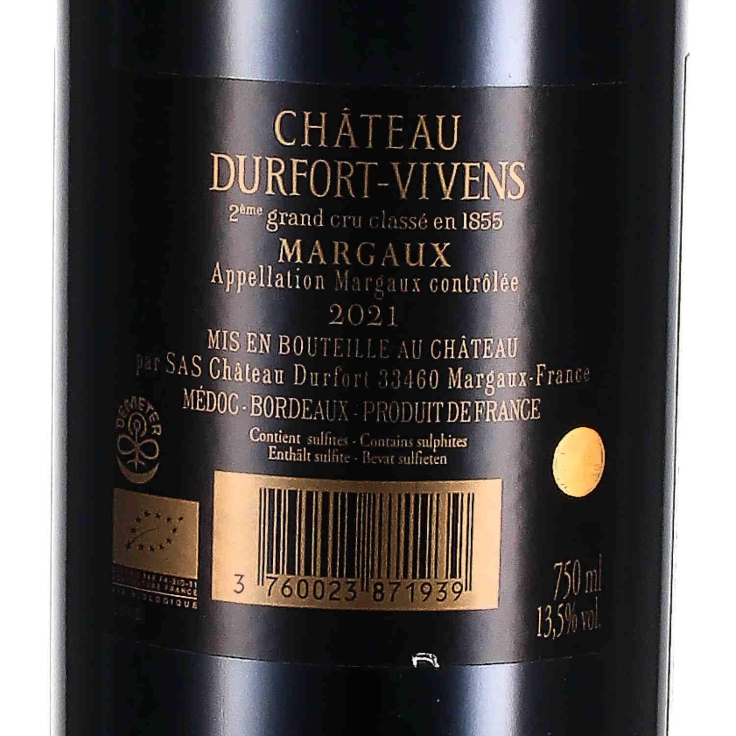 Château Durfort-Vivens Margaux 2ème Cru Classé 2021