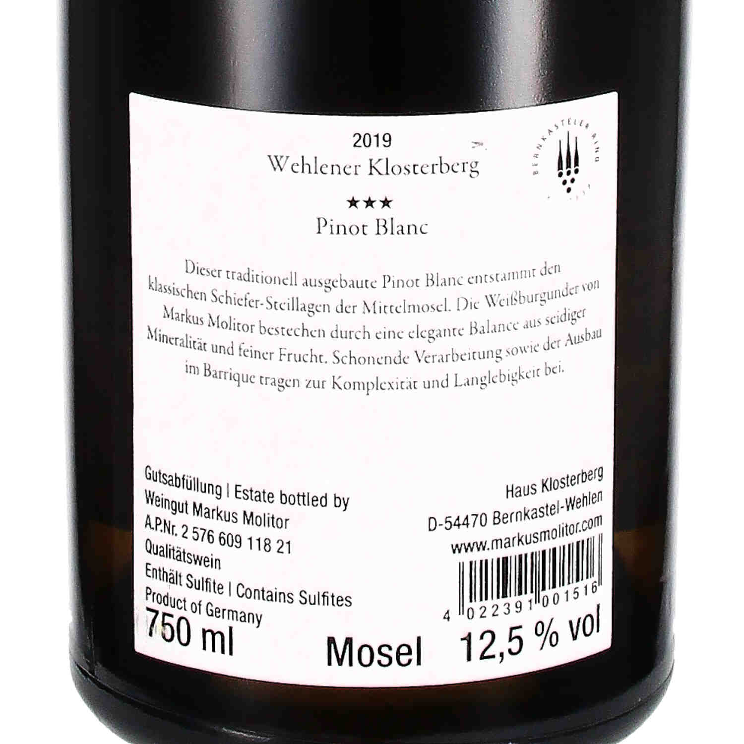 Pinot Blanc Wehlener Klosterberg  *** 2019 QbA
