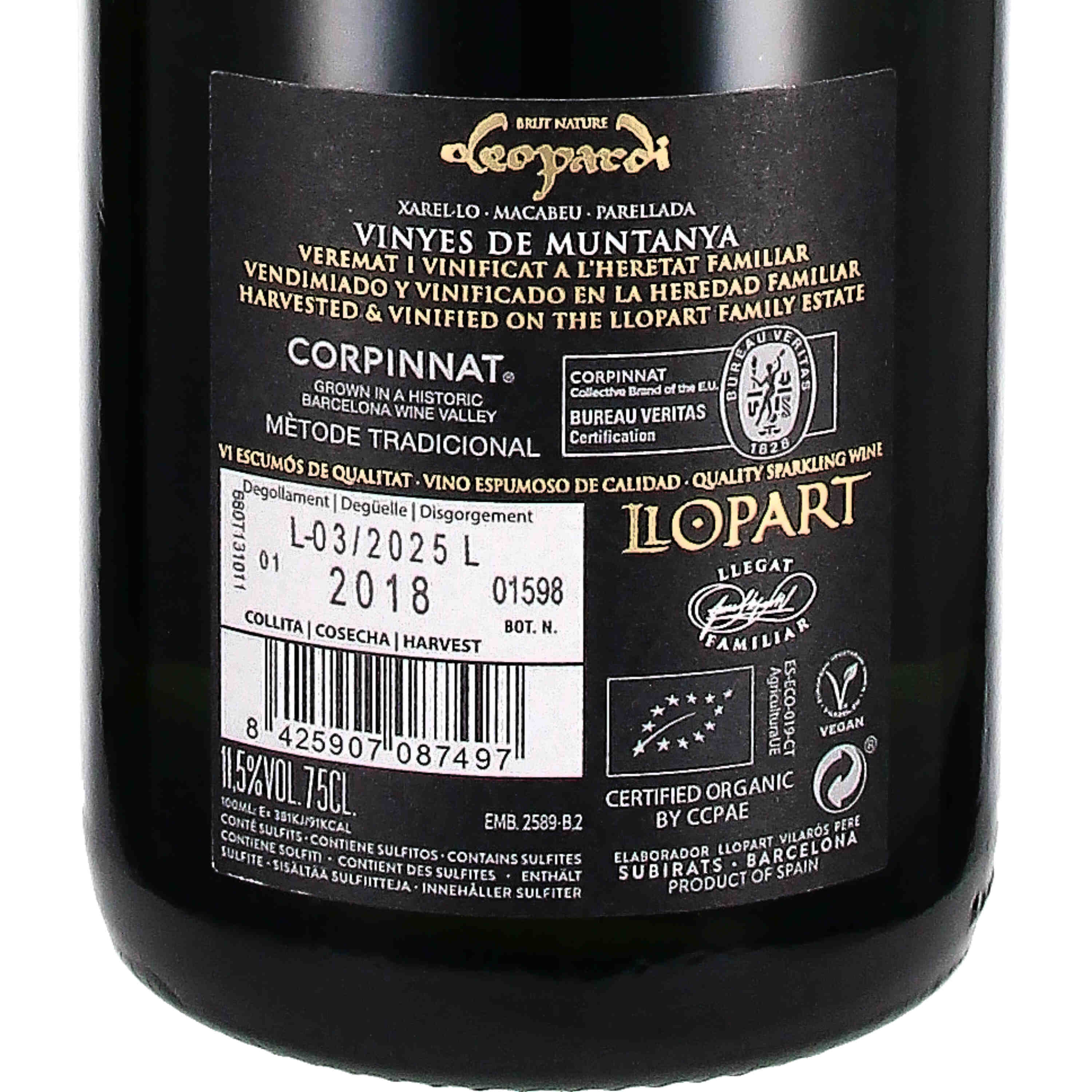Corpinnat brut nature Leopardi 2018 (bio)