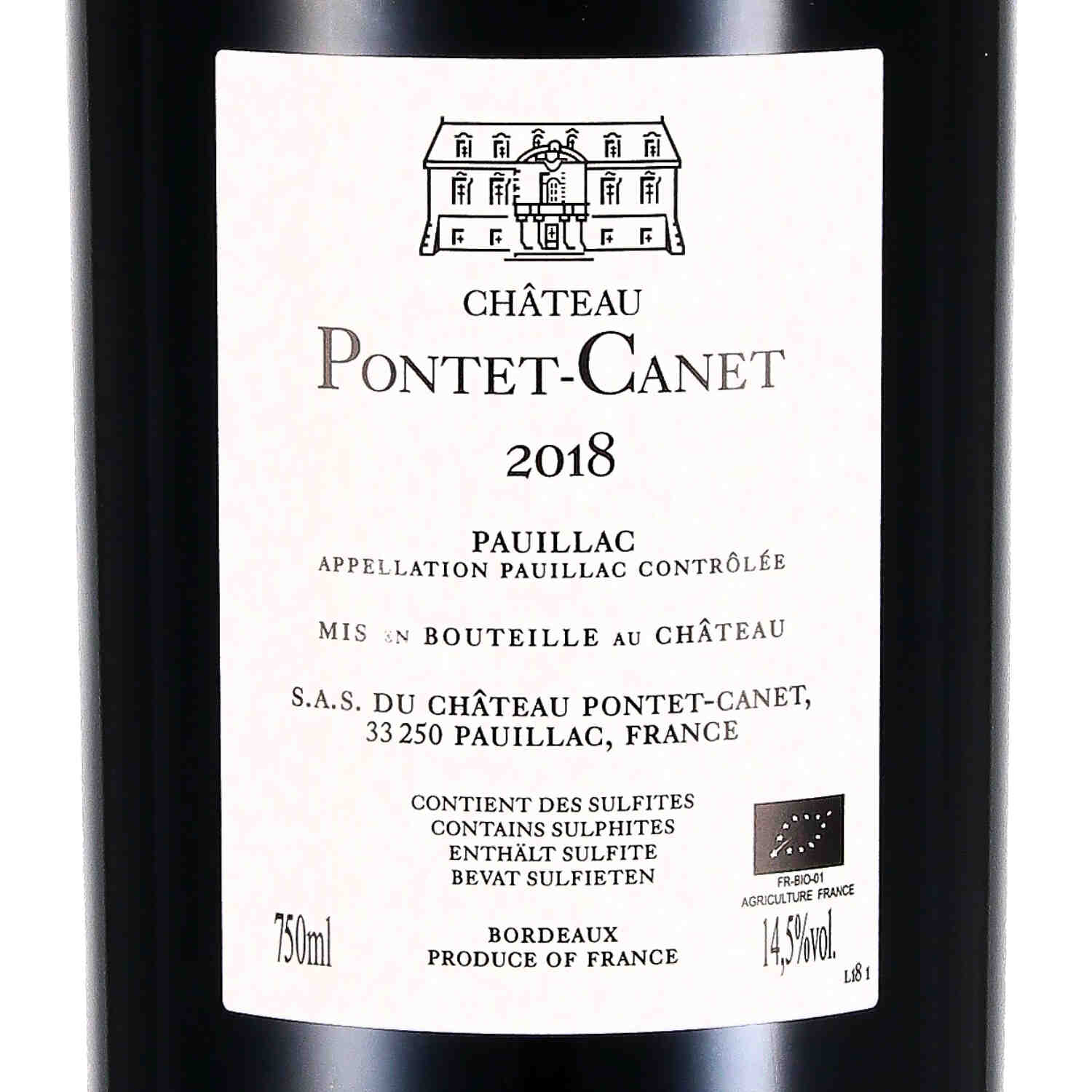 Château Pontet Canet Pauillac 5ème Cru Classé 2018 (bio)