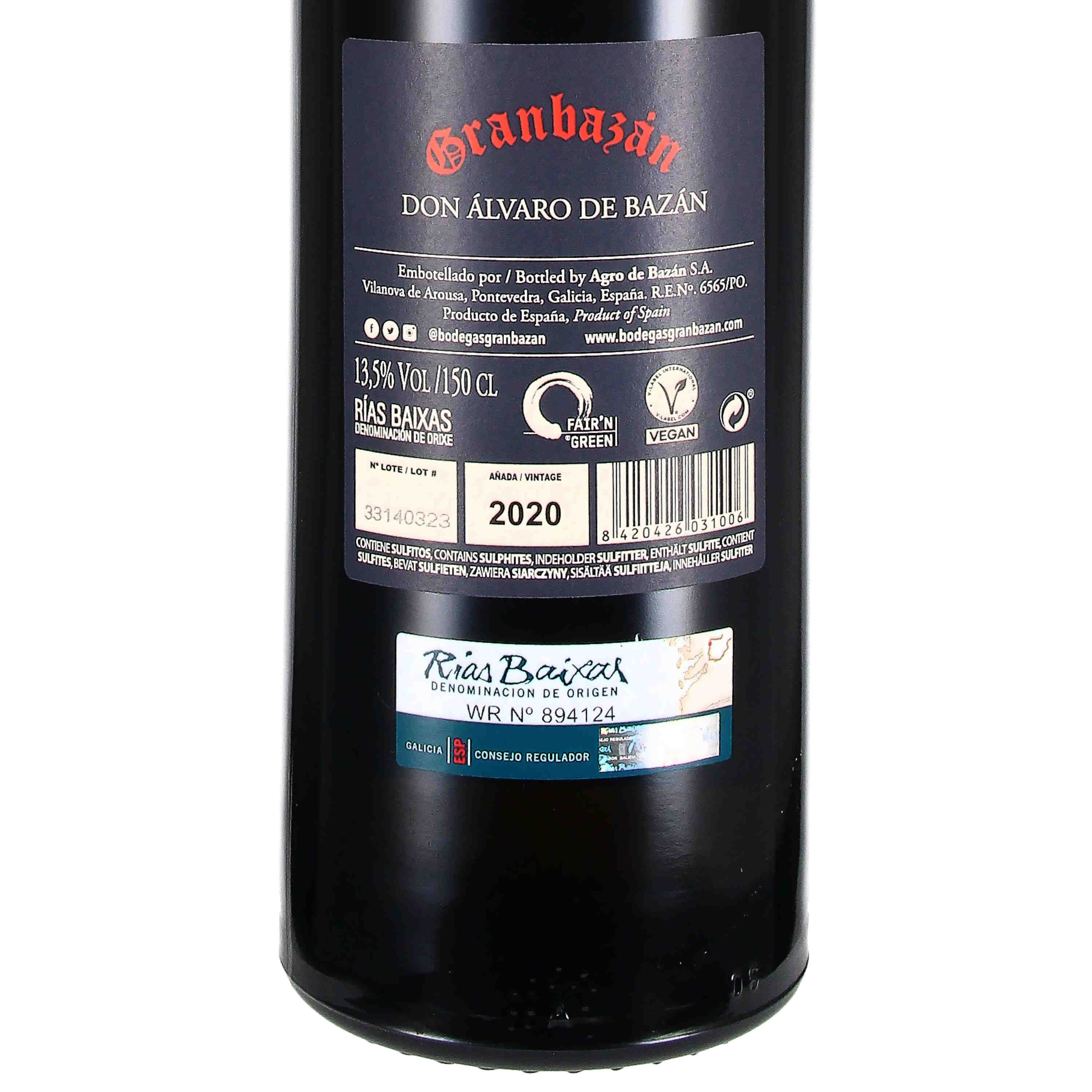 Granbazán Albariño "Don Álvaro de Bazán" 2020 D.O. Rias Baíxas ~ Magnum