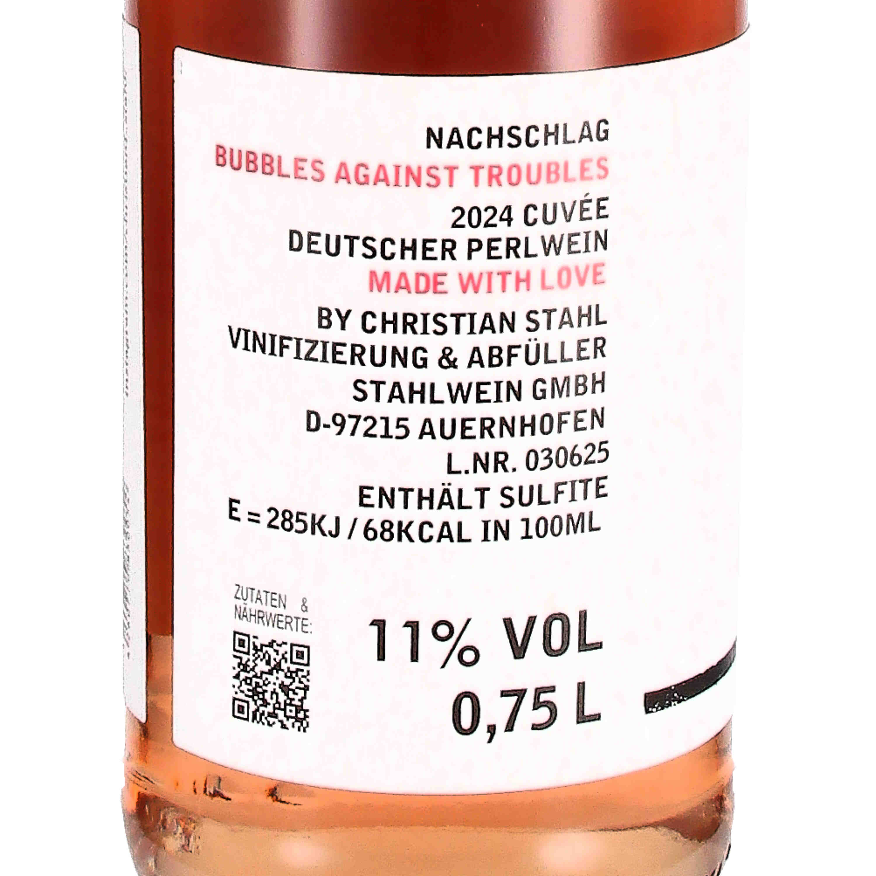 Bubbles against troubles [Nachschlag] ROSÉ 2024, Deutscher Perlwein trocken (S