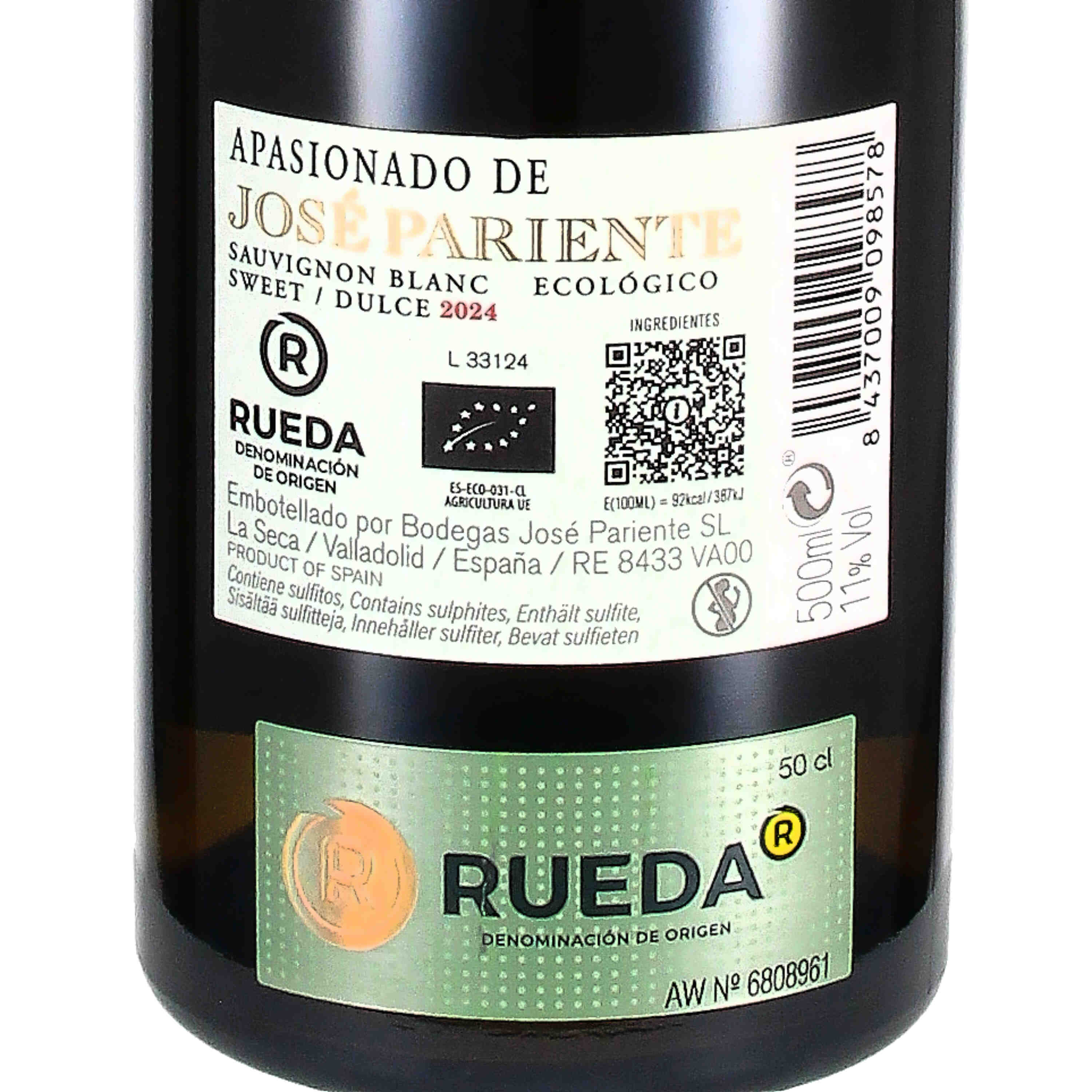 Vino dulce Apasionado de José Pariente 2024 Rueda D.O. (bio)