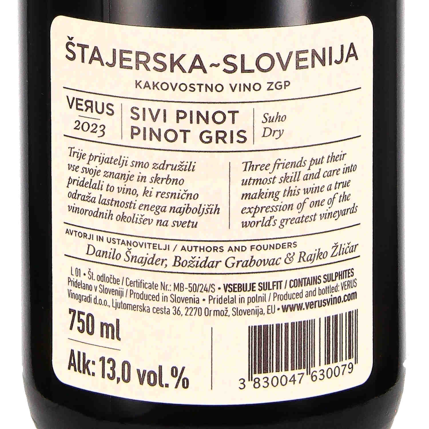 Pinot Gris Sivi Kakovostno Vino ZGP 2023