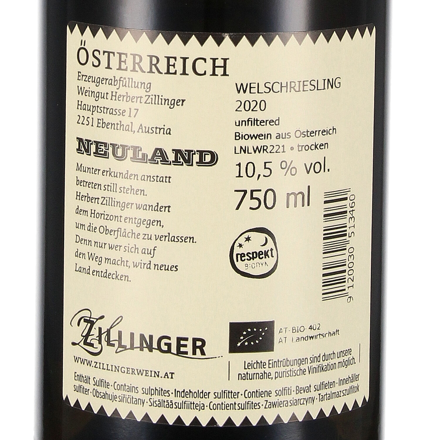 Welschriesling Neuland 2020  (bio)