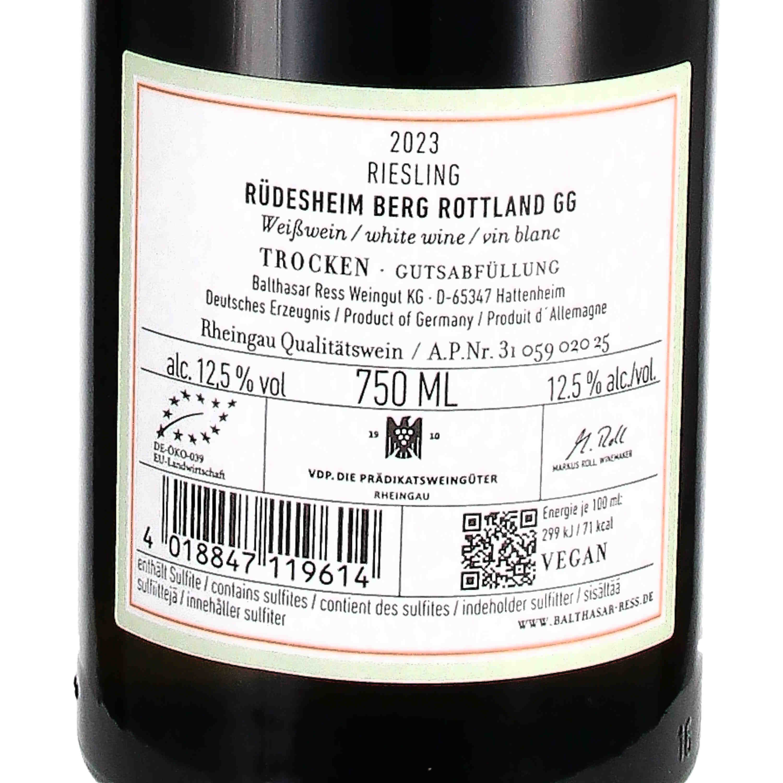 Riesling Berg Rottland Großes Gewächs 2023 QbA