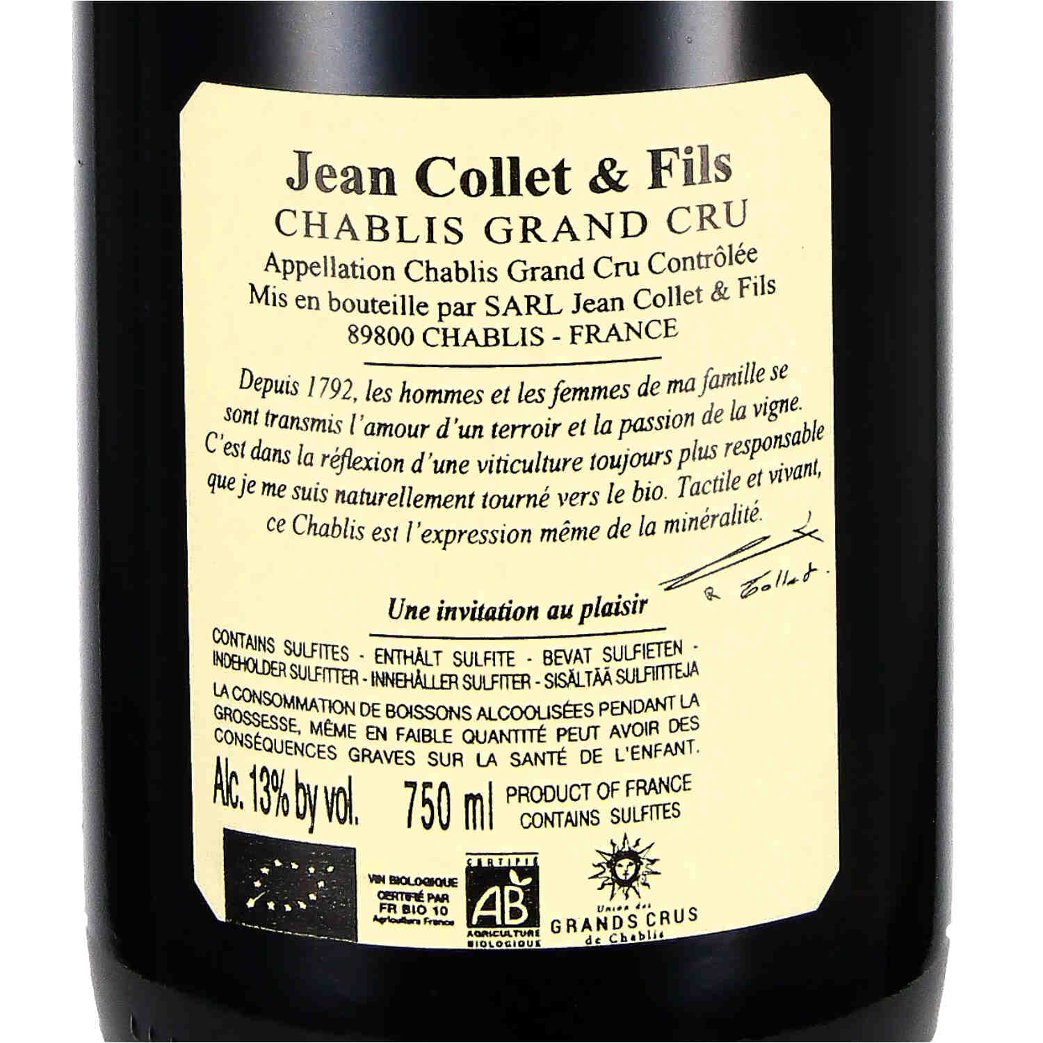 Chablis Grand Cru AC Les Clos 2021  (bio)