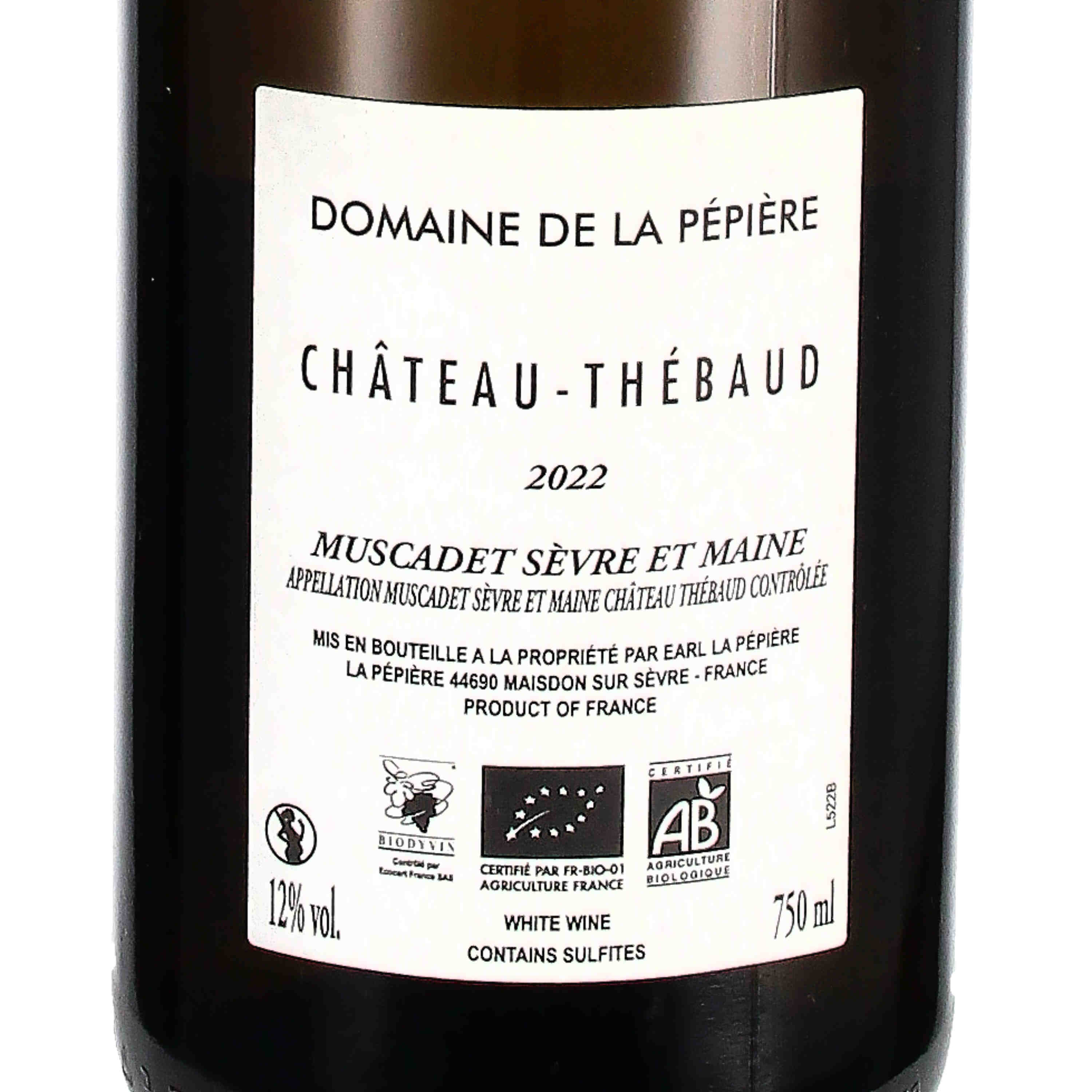 Muscadet Sèvre et Maine AOC Château Thébaud 2022 (bio)