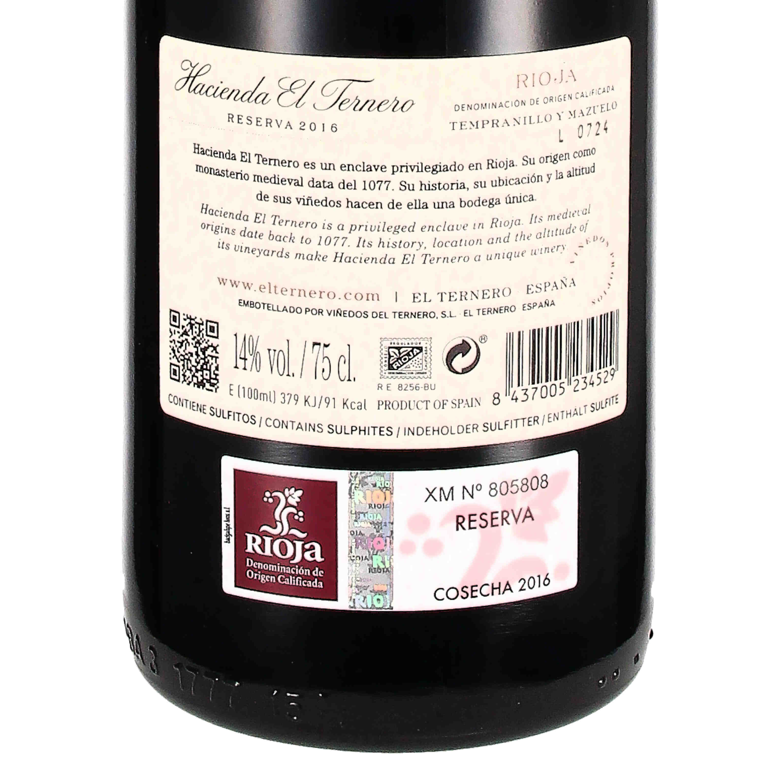 el Ternero Reserva Rioja D.O.Ca 2016