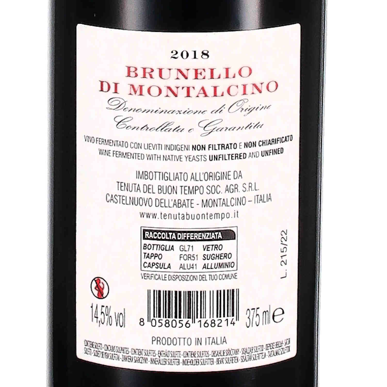 Brunello di Montalcino DOC 2018 - halbe Flasche