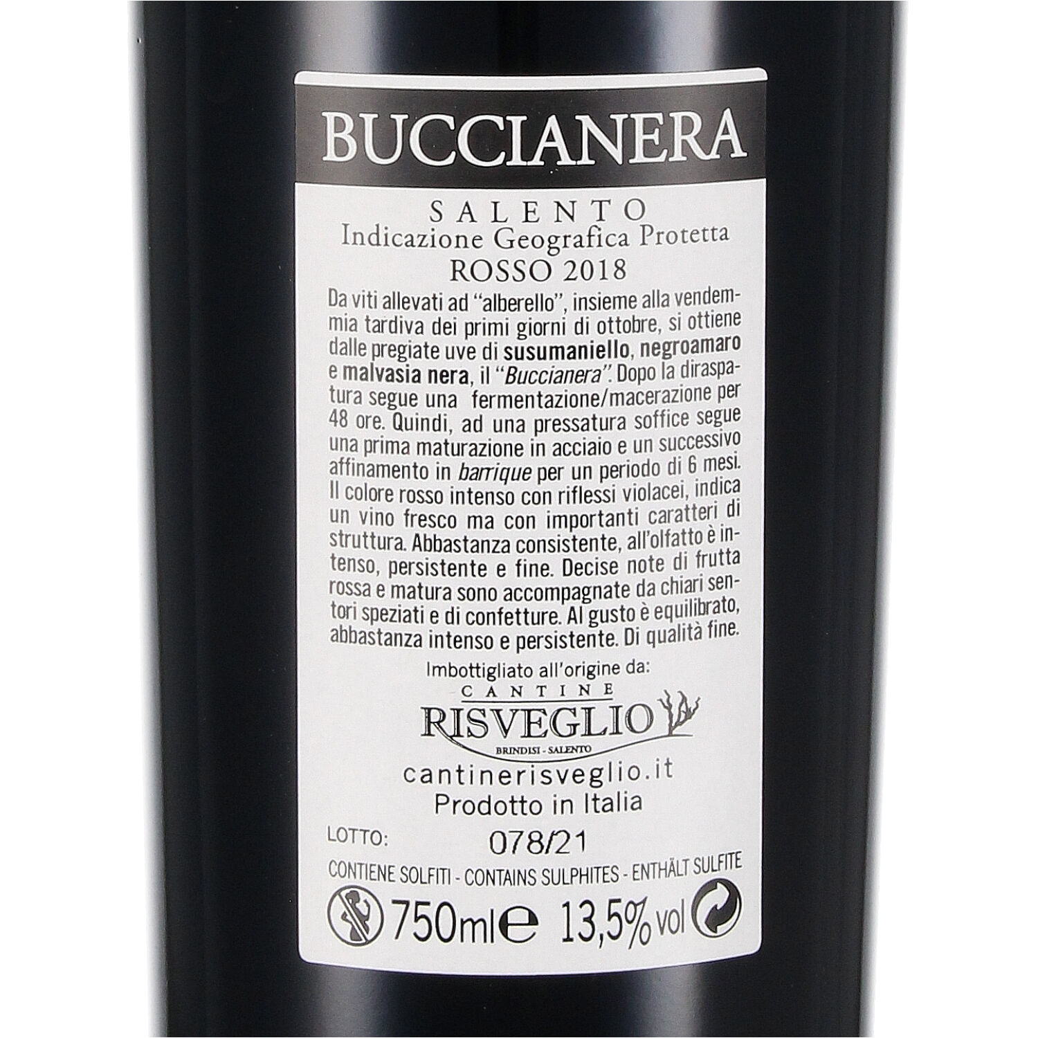 Salento Rosso Buccianera ,  Salento IGP 2018